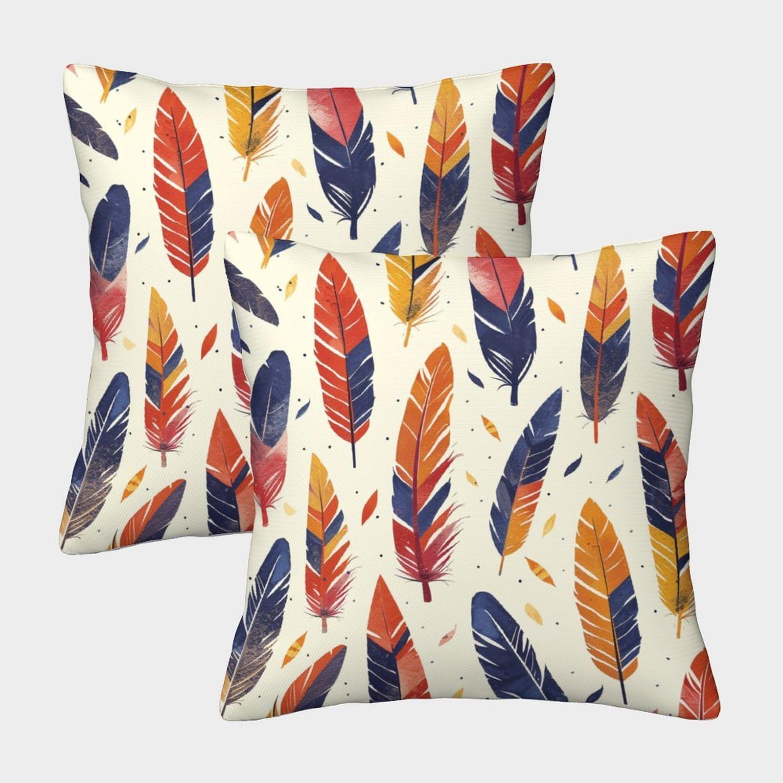 kaiyun 2 Pack Feathers, Bohemian Style Pillow Case 40x40cm 3D Printing Cushion Cover,home Decoration Sofa Cushion