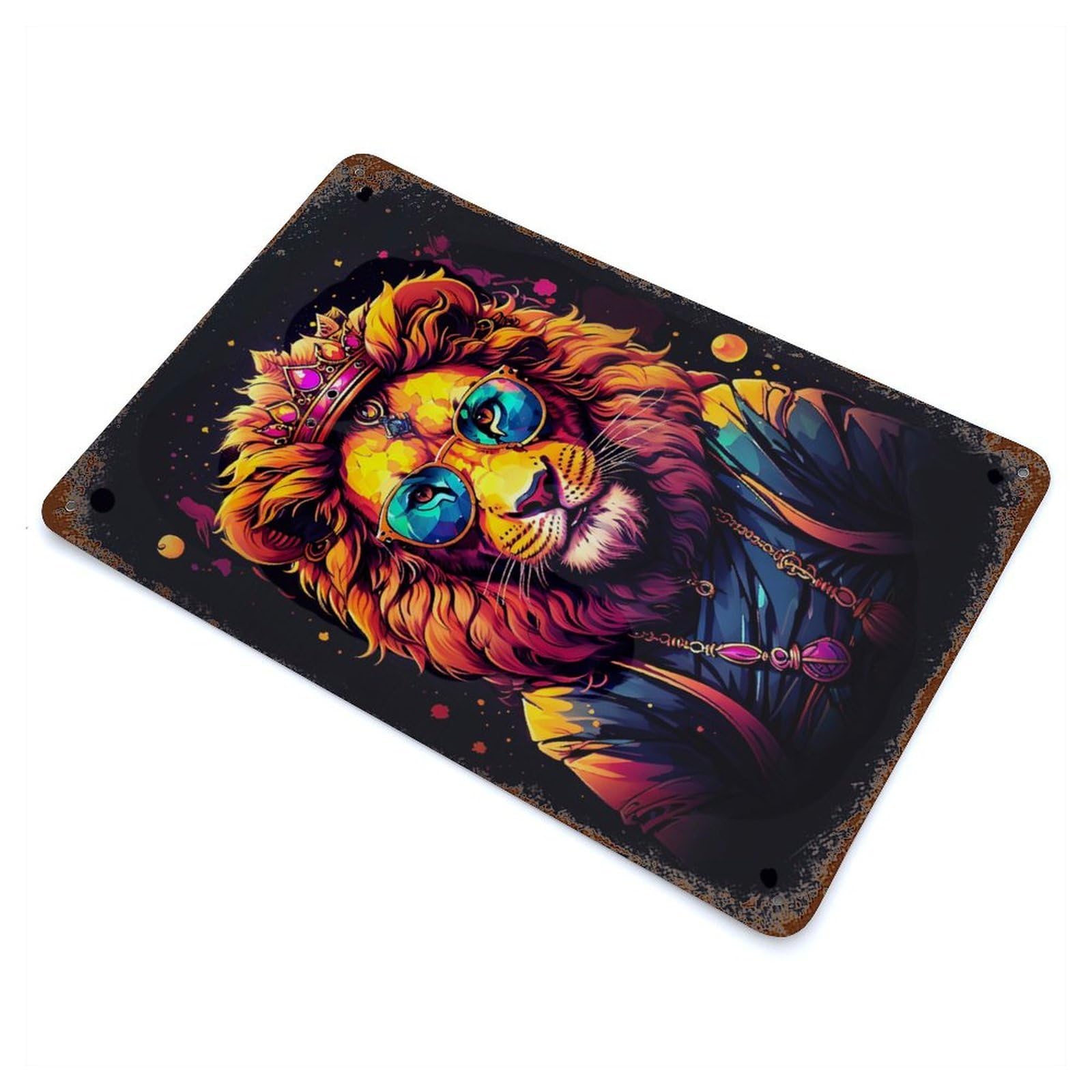 Cute Lion 11.8"x7.9" Retro Metal Sign, Industrial Home Decor for Basement, Hobby Room And Garage Decor