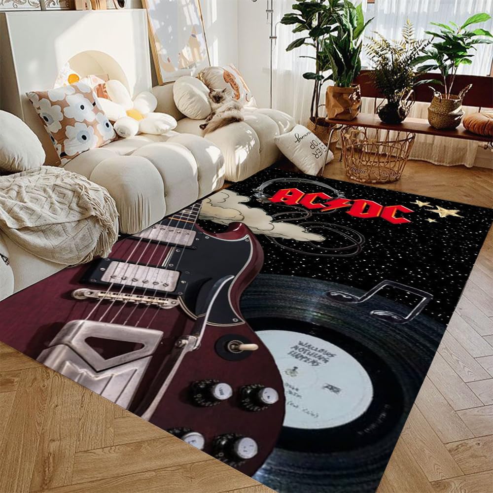 Tapis guitare 140x200cm en flanelle lavable pour salon et chambre