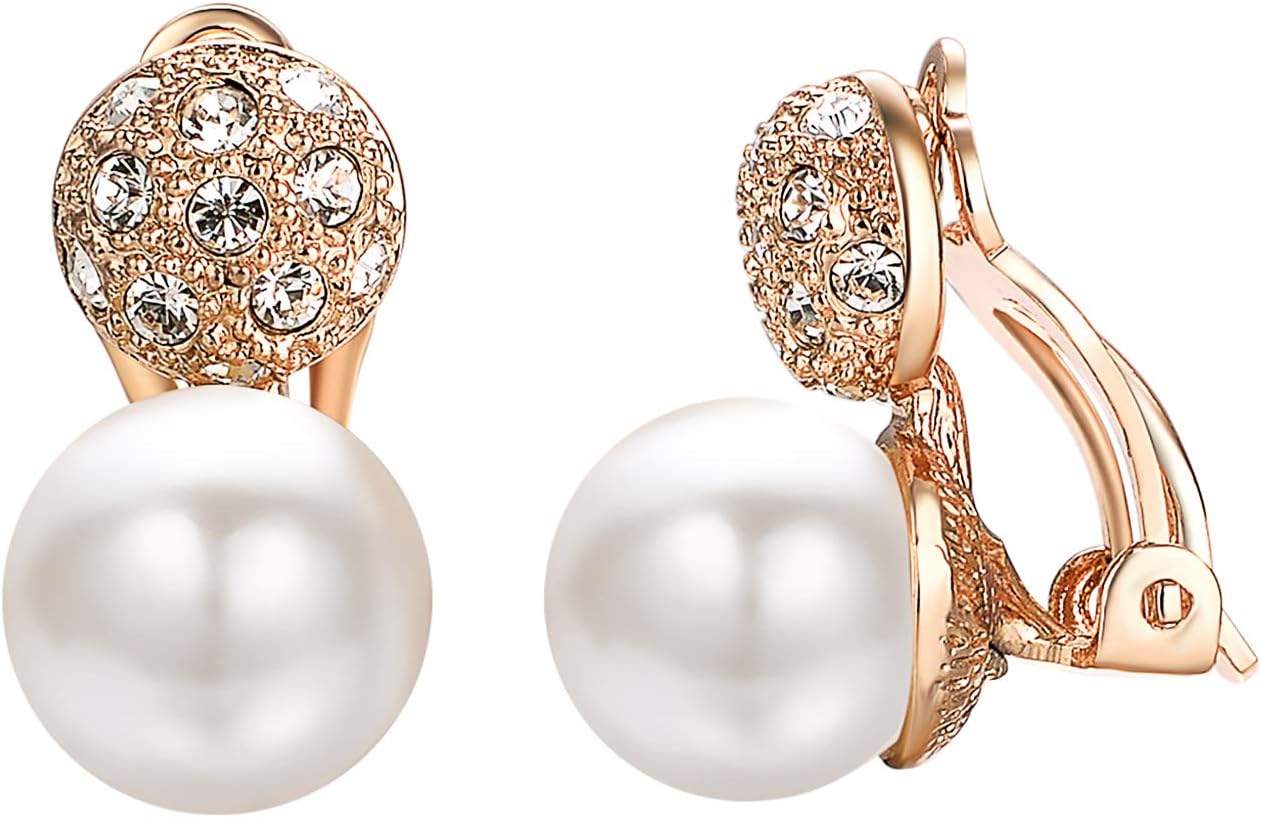 Yoursfs Clip On Pearl Earrings For Women Hypoallergenic Non...