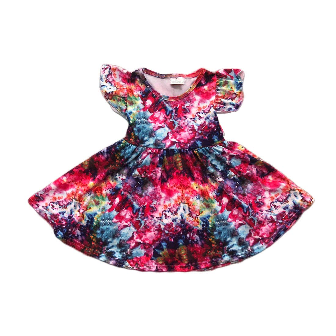 ELSANI Girls Tie Dye Twirl Dress Baby Kids Casual Princess Dresses