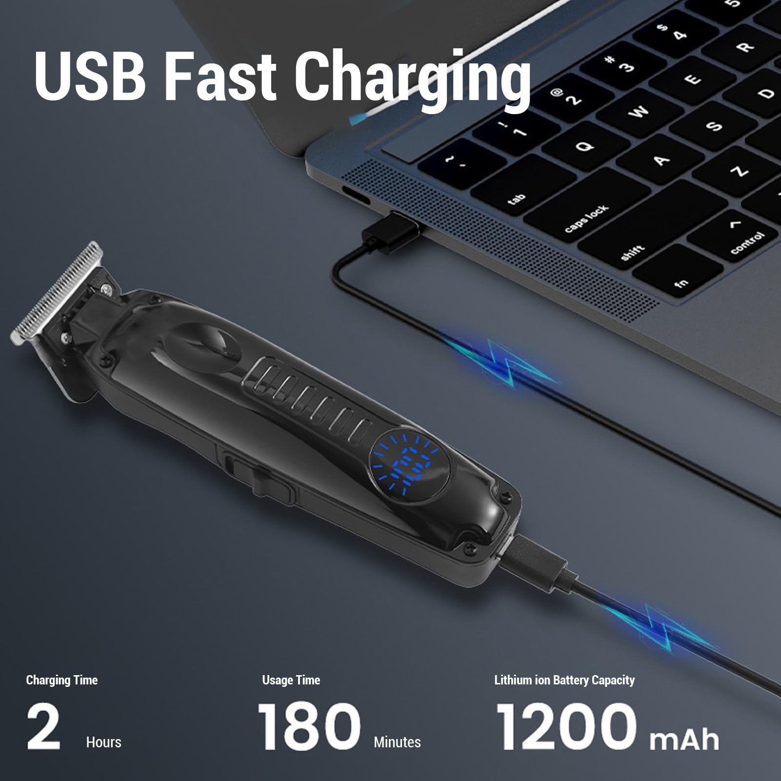 Yinhing Pro Rechargeable Cordless Hair Clippers, Electric Barber Clippers, LED Display Hair Trimmer Set, with 4 Combs - Image 2