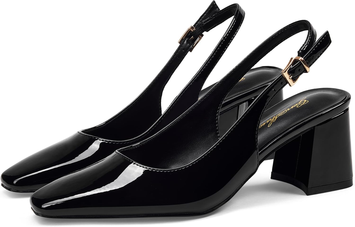 GENSHUO Slingback Heels for Women Pumps Square Closed Toe Low Chunky Block Heel Dress Pumps Comfortable Slip On Work Wedding Casual Office Shoes