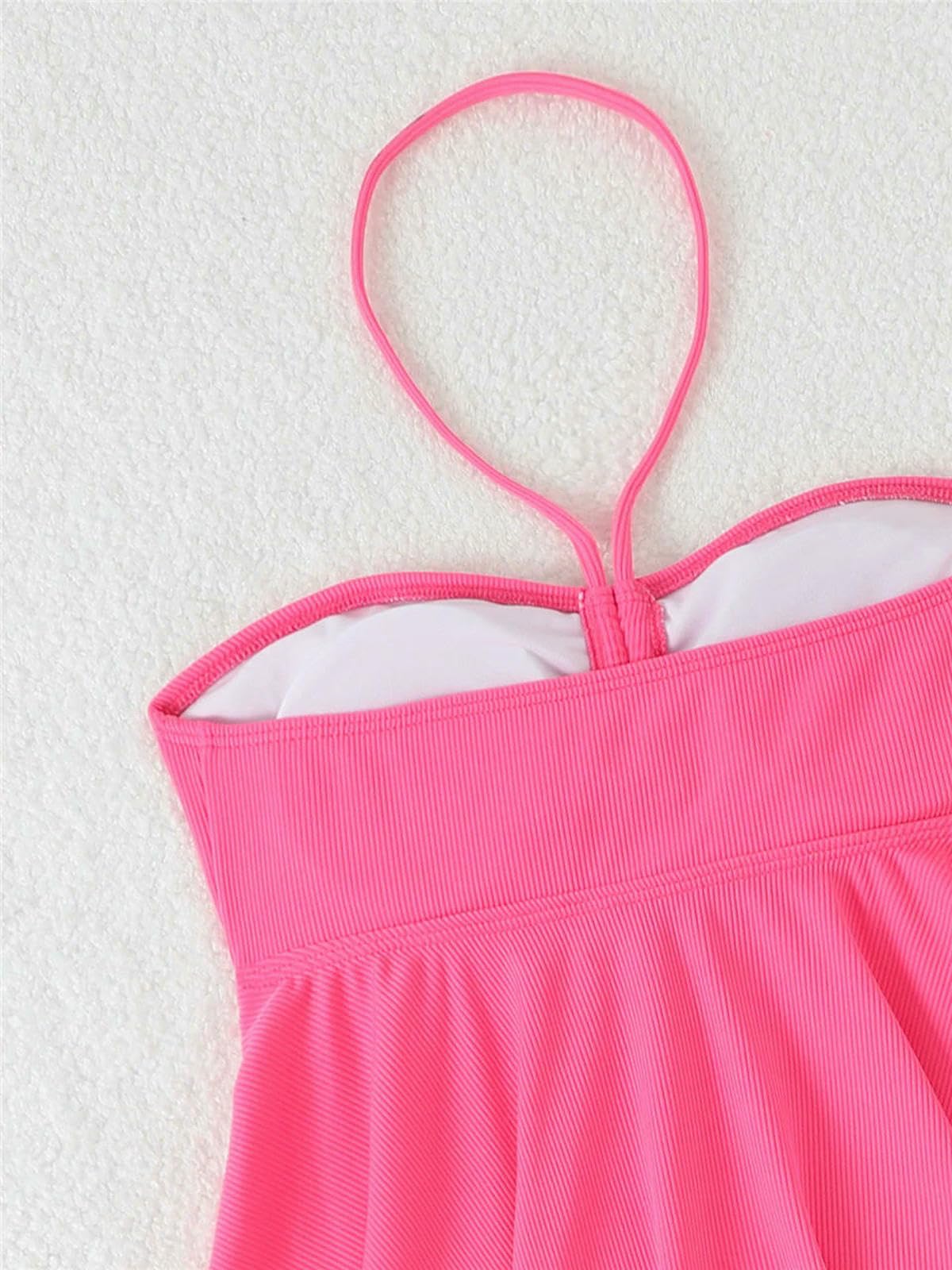 Maillot De Bain Femme Maillot De Bain Deux Pièces pour Femme, À Cordon De Serrage sur Le Devant Et Col Halter, Couleur Unie, Idéal pour L'Été À La Plage Ou en Vacances.