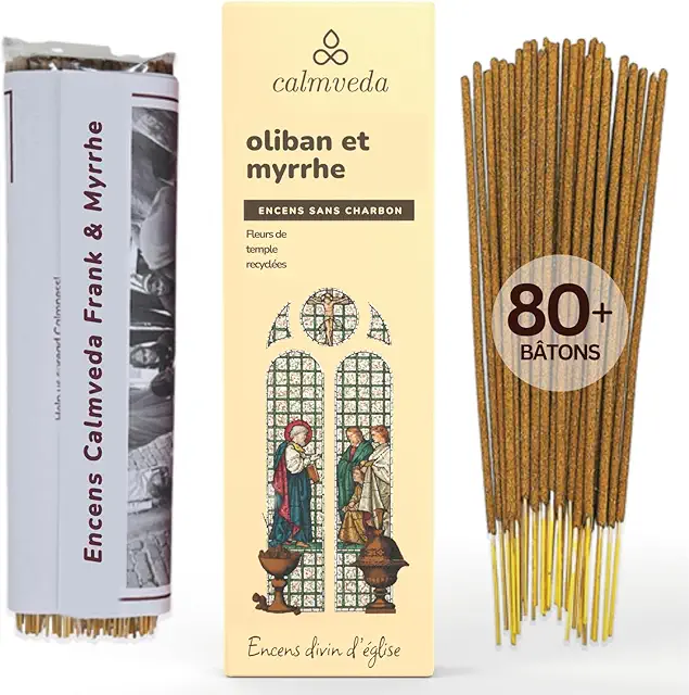 Bâton encens Oliban Myrrhe naturel sans charbon - 80 bâtons recyclés