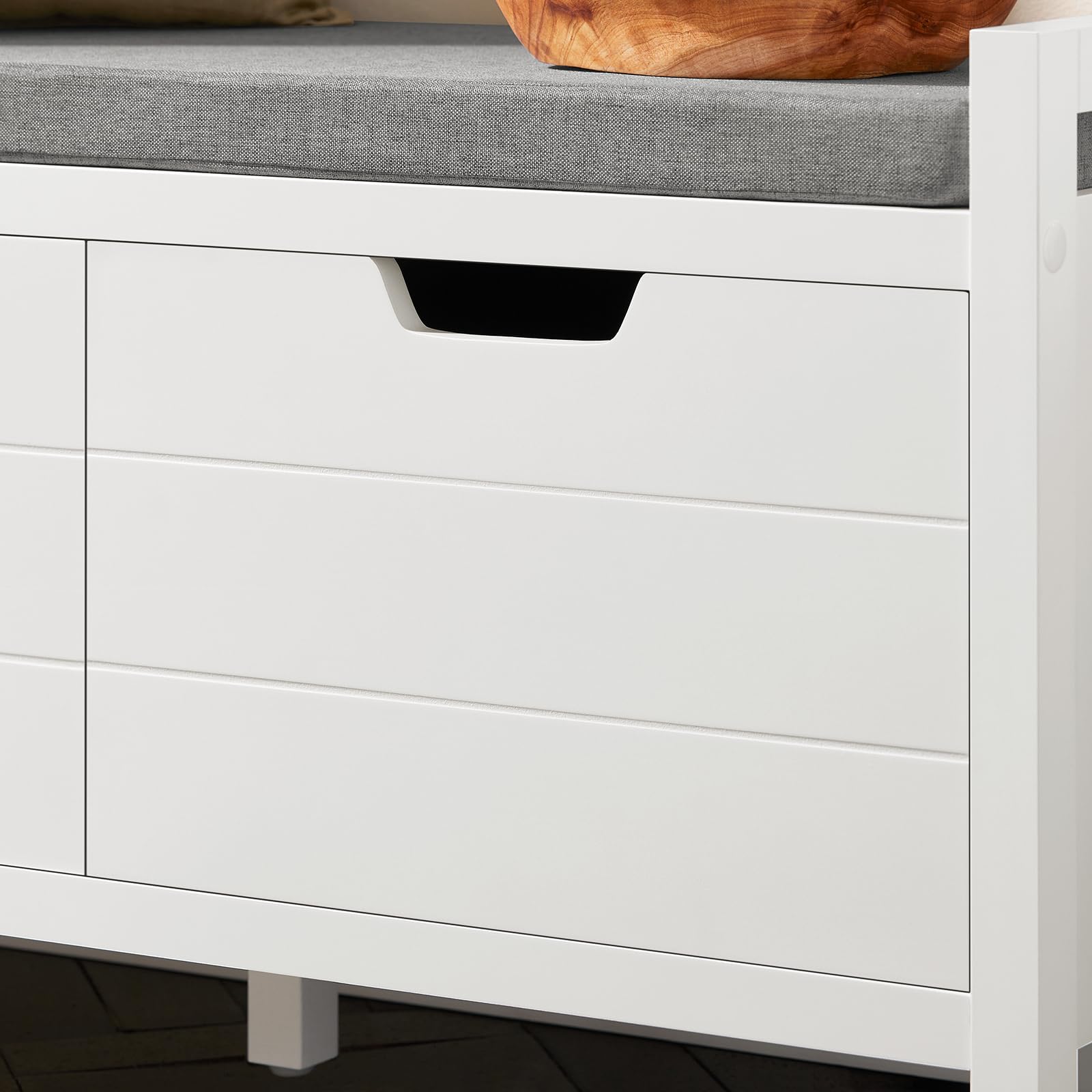 SoBuy Panca scarpiera con 2 ante 91x30x50cm per ingresso | Cassapanca salvaspazio con cuscino rimovibile e 2 ante apribili, MDF E1, portata 150kg, bianco FSR63-II-W