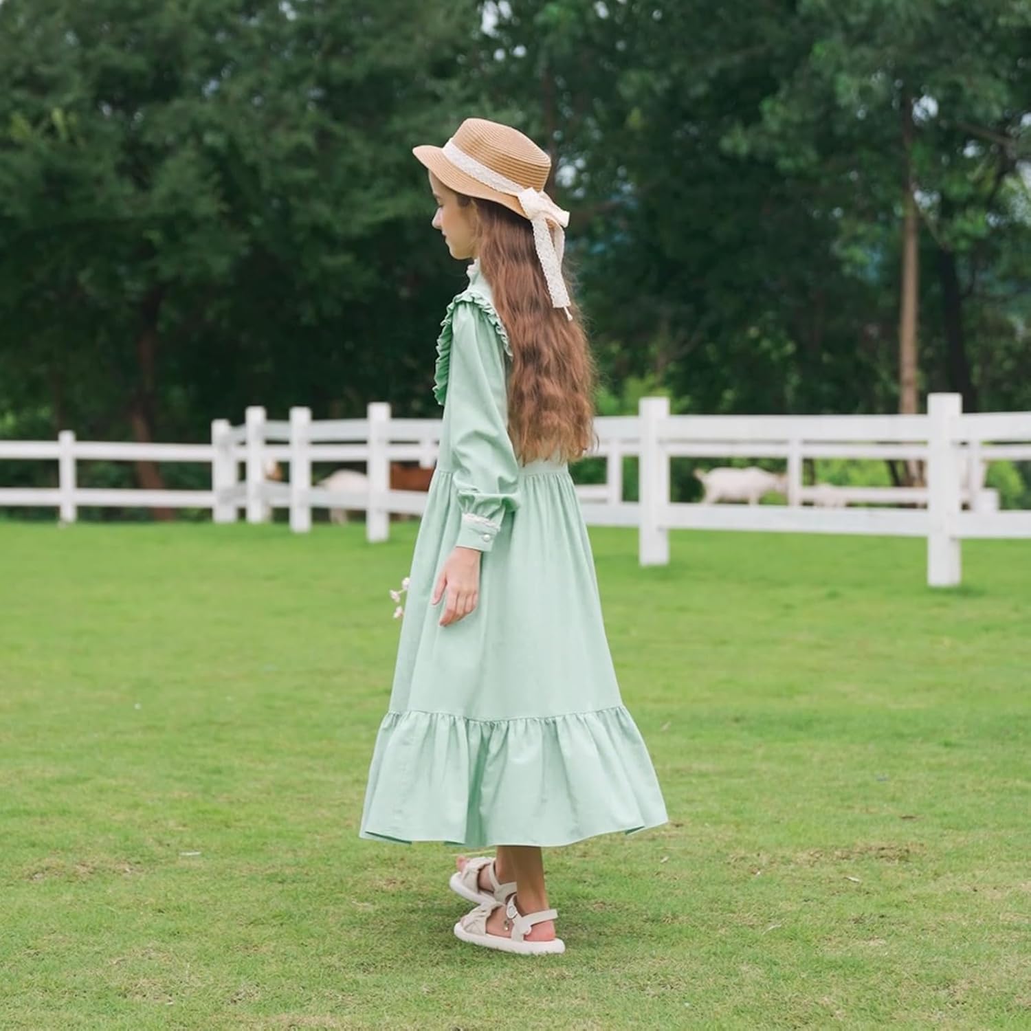 Pioneer Dress Colonial Dress Victorian Costumes Prairie Dress for Girls 6-12YRS