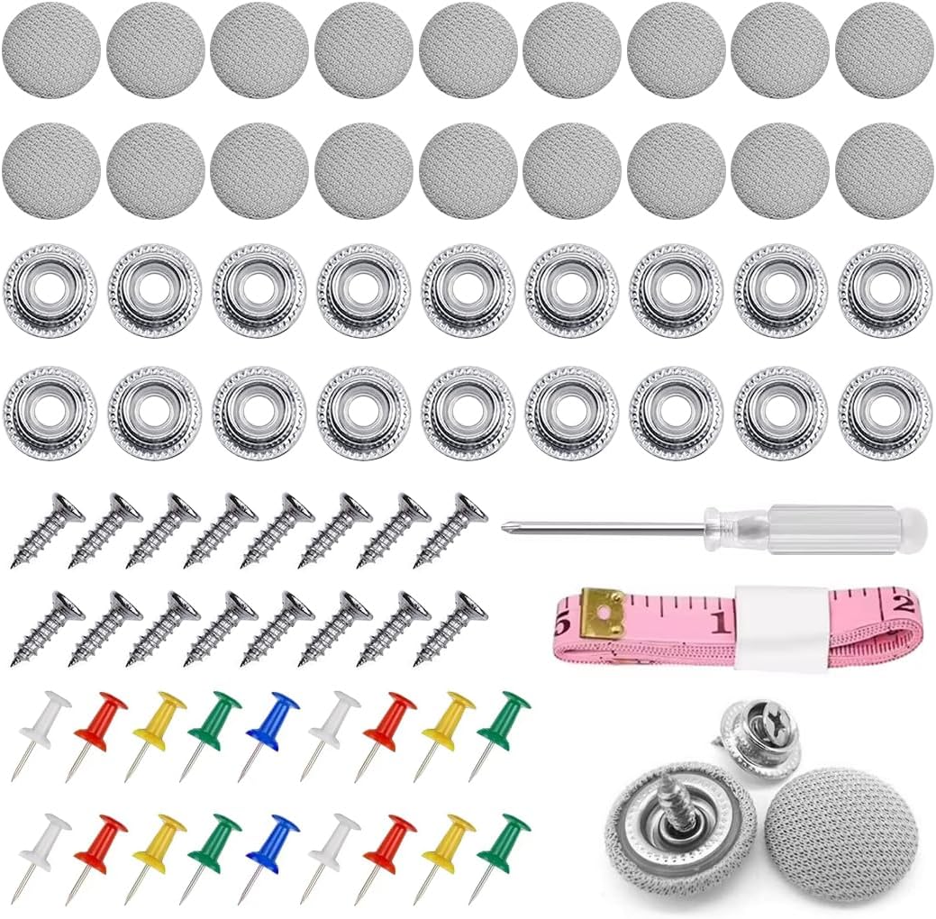 Mandark 60PCS Car Roof Headliner Repair Kit, Vehicle Roof Snap Rivets Retainer with Installation Tool, Automotive Repair Buckle for Interior Ceiling Cloth Fixing, Universal for Most Cars (Gray)
