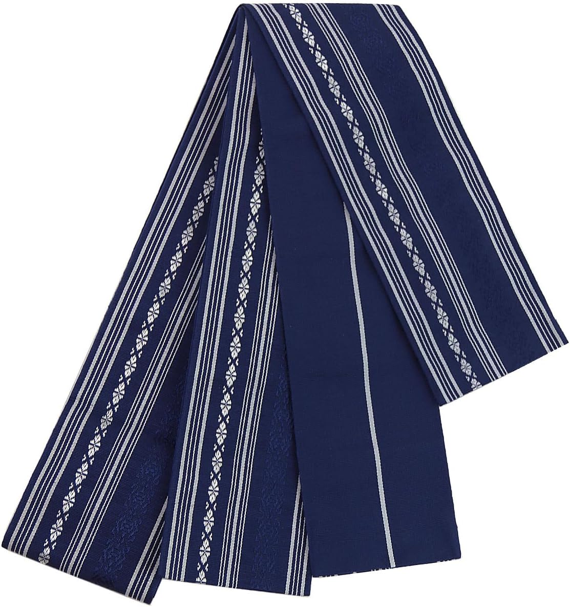 浴衣4点セット◇濃紺地に白百合浴衣✖️リバーシブル半幅帯✖️天然石