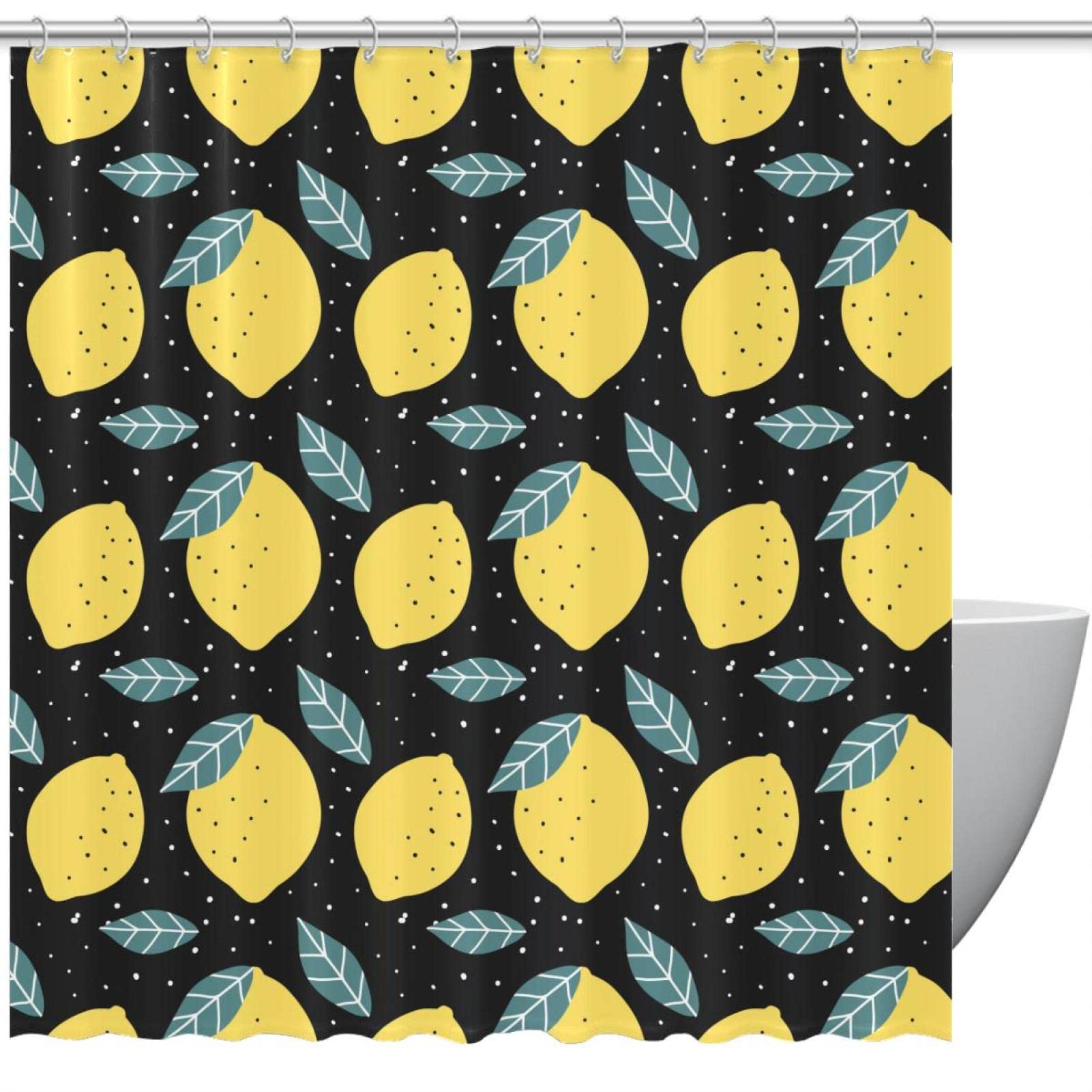 Rideau de douche imperméable motif citrons colorés anti-éclaboussure