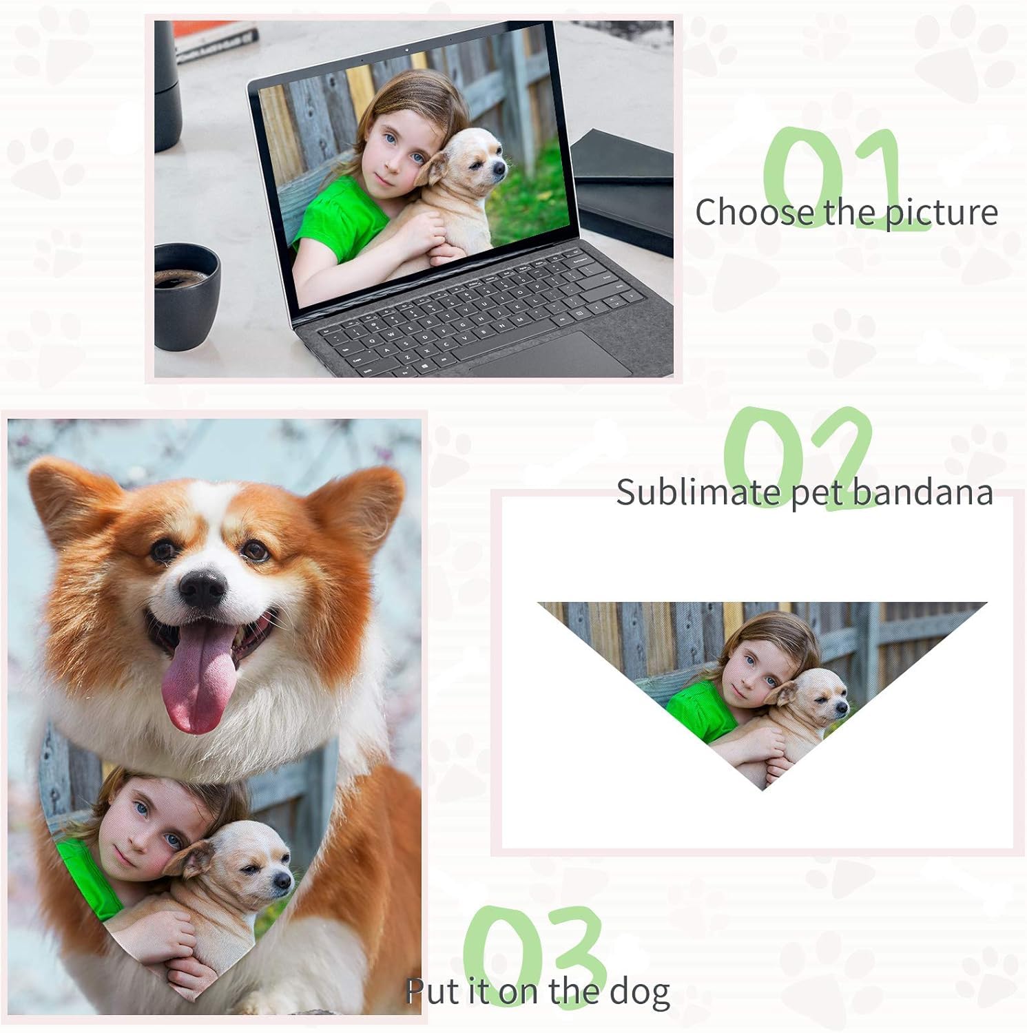 Lot de 100 bandanas vierges à sublimation pour chien - Blanc uni - Bandana triangulaire en polyester - Transfert de chaleur - Accessoires pour chiens, chiots, chats