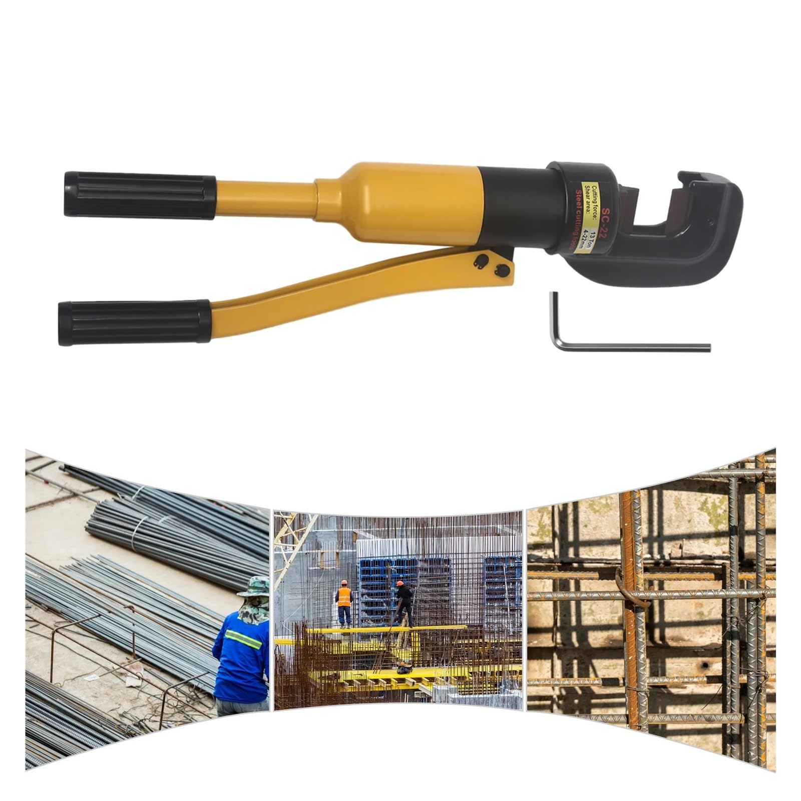 Cortadora de Varillas portátil, herienta hidráulica de Corte de 8 toneladas con Cabezal metálico Duradero y Cilindro de Aceite Sellado for Barras de Acero de Alta Resistencia.