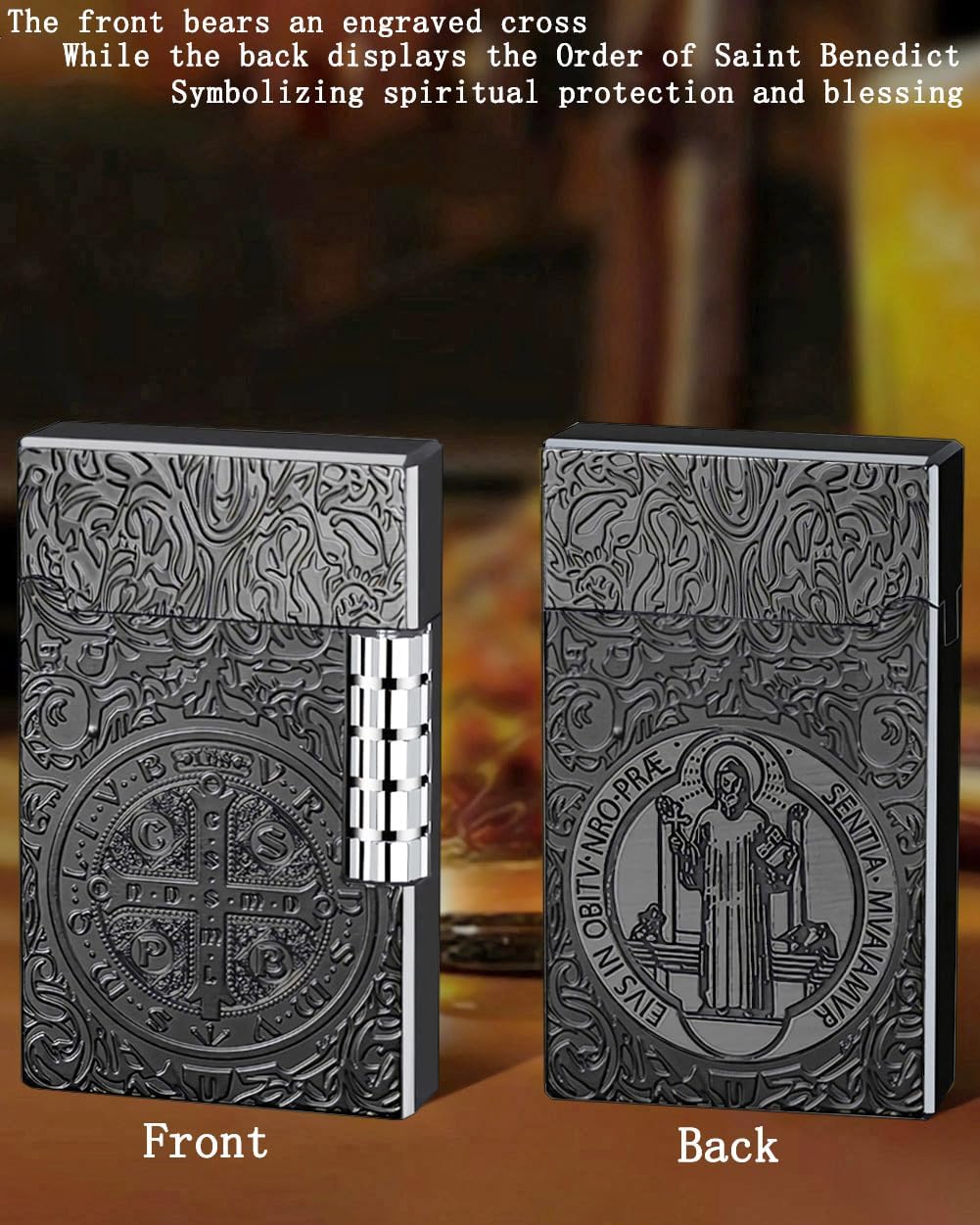 Flip Butane Lighter, Soft Fire Side Wheel Lighter, Unique Refillable Trench Lighters for Men Dad Gift Collect (Butane Not Included) (Black)