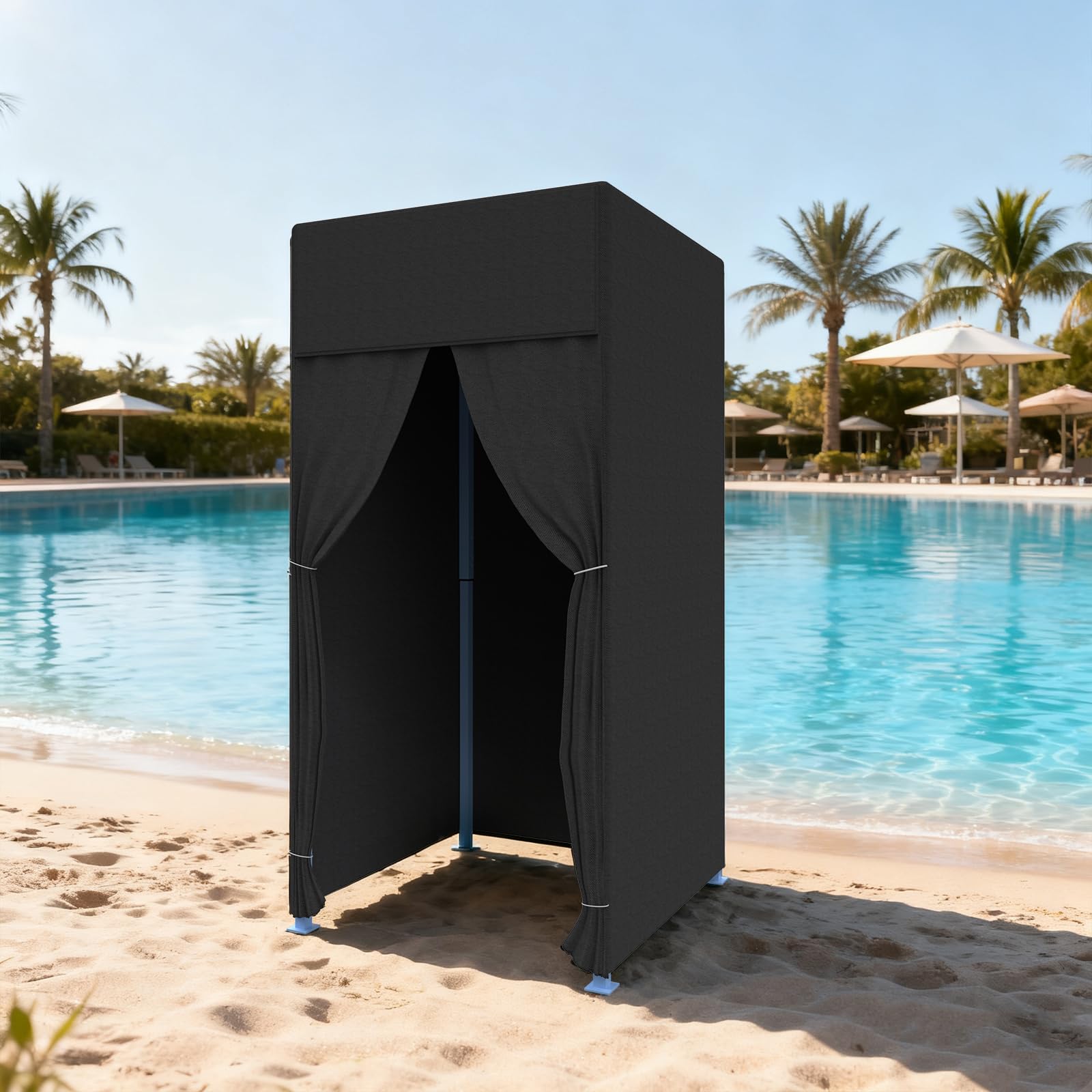 Umkleidekabine, Mobile Umkleidekabine, Tragbarer Umkleidekabine Freistehend, Bodenstehende Temporärer Einfacher Anproberaum, Sichtschutz Vorhänge für Büro Einkaufszentrum (Black, 100X100X200CM)