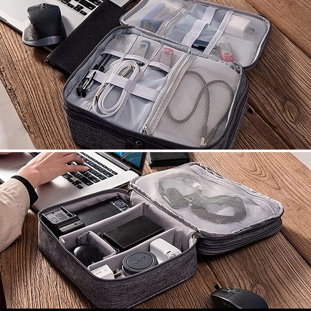 Qinntono Electronics Organizer Travel Case Large Electronics Accessories Bag - Travel Organizer Bag Electronics Accessories Storage Cases for Charger, Phone, Hard Drive, SD Card, Earphone (Dark Blue) : Electronics