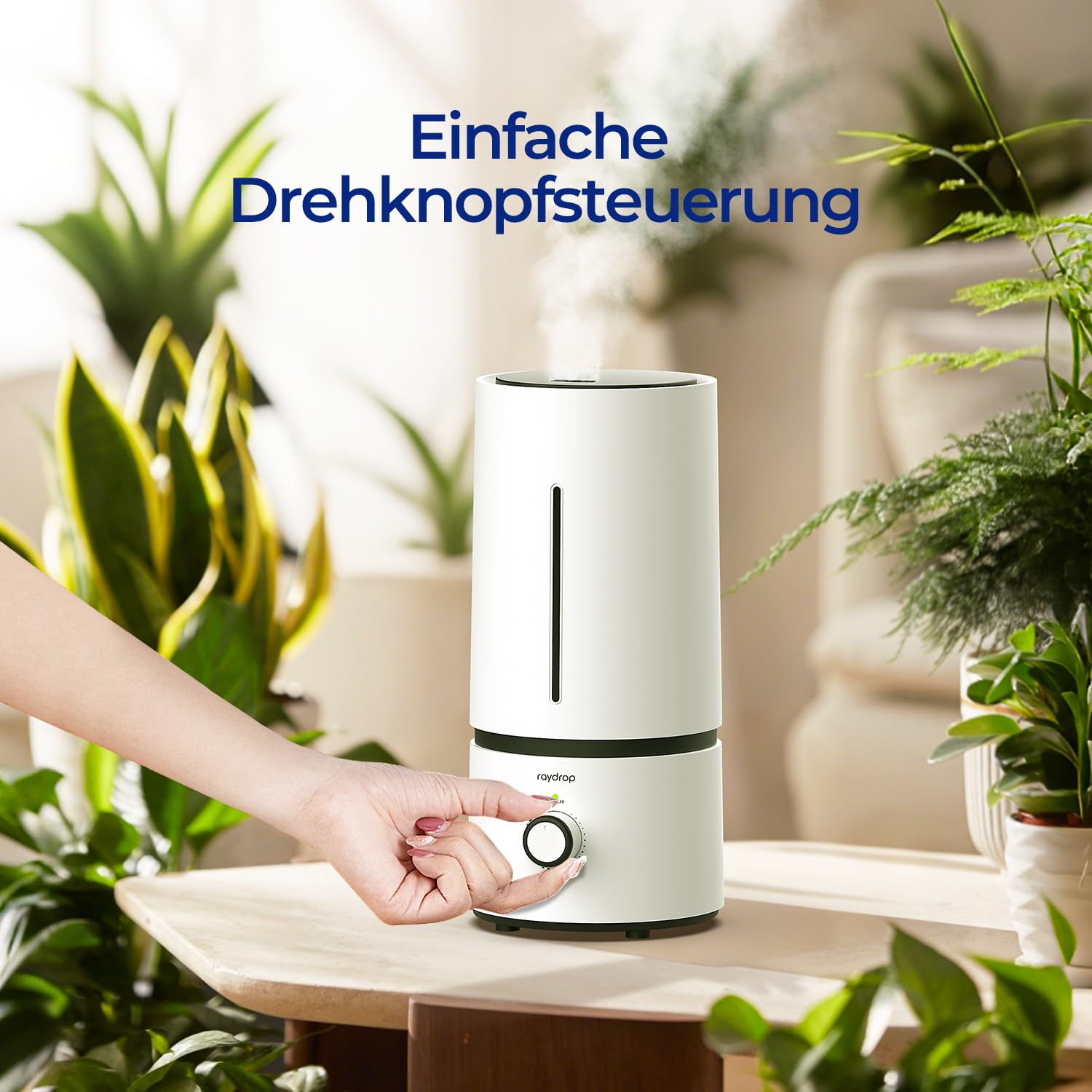 raydrop Humidificador para dormitorio y habitación de los niños, 1,7 L, silencioso y ahorra espacio, humidificador ultrasónico para bebés y plantas, fácil de usar y fácil de limpiar, apagado