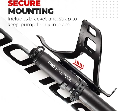 Miniatura 5 de Pro Bike Tool Mini Bike Pump - Compact and Portable Bicycle Tire Pump for Fast Inflation - Compatible with Presta and Schrader Valves - Lightweight
