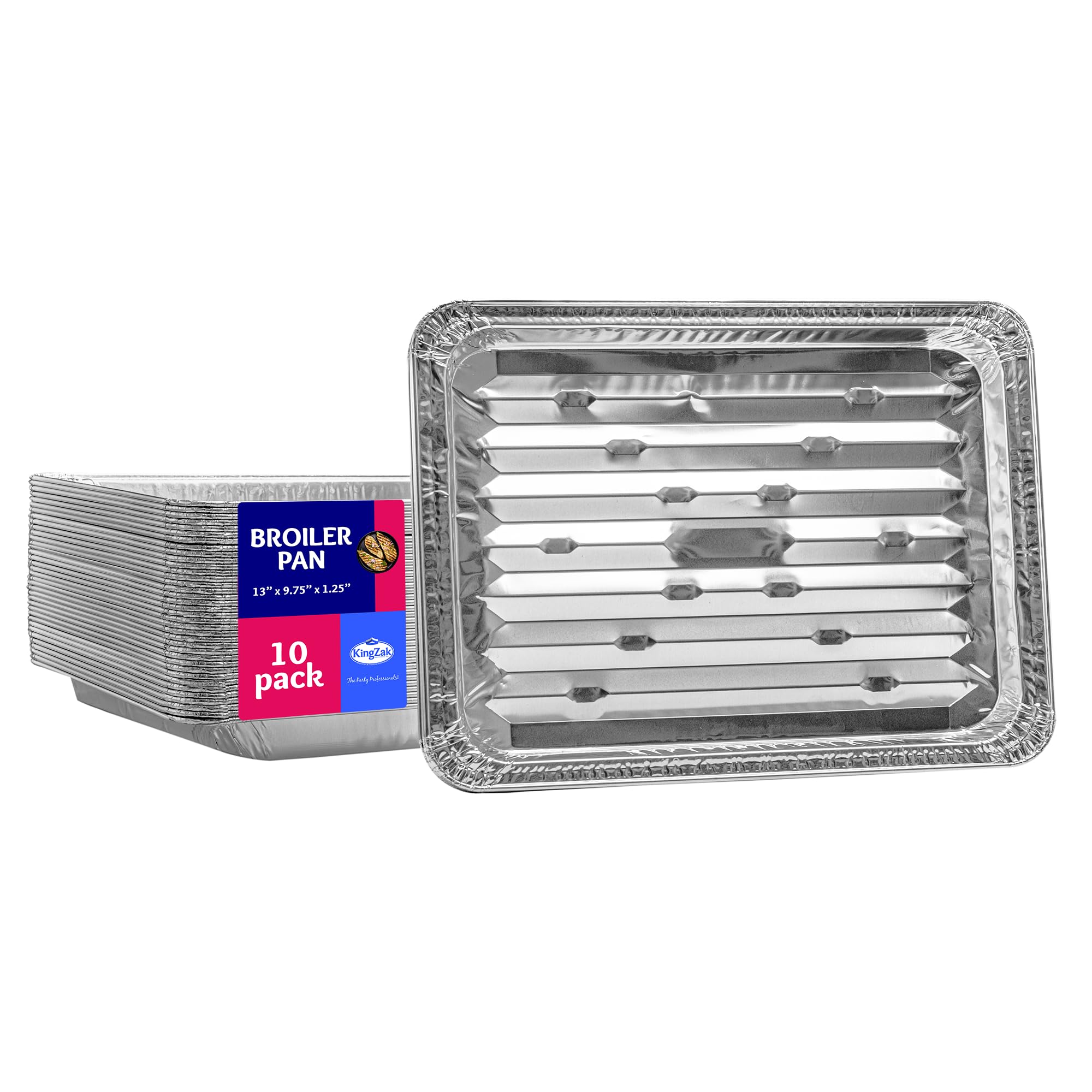 Aluminum Foil Broiler Pans, Grill Liners (10 Pack) Sheet Pans for Oven, Roasting Rack, Disposable Aluminum Trays with Ribbed Surface for BBQ