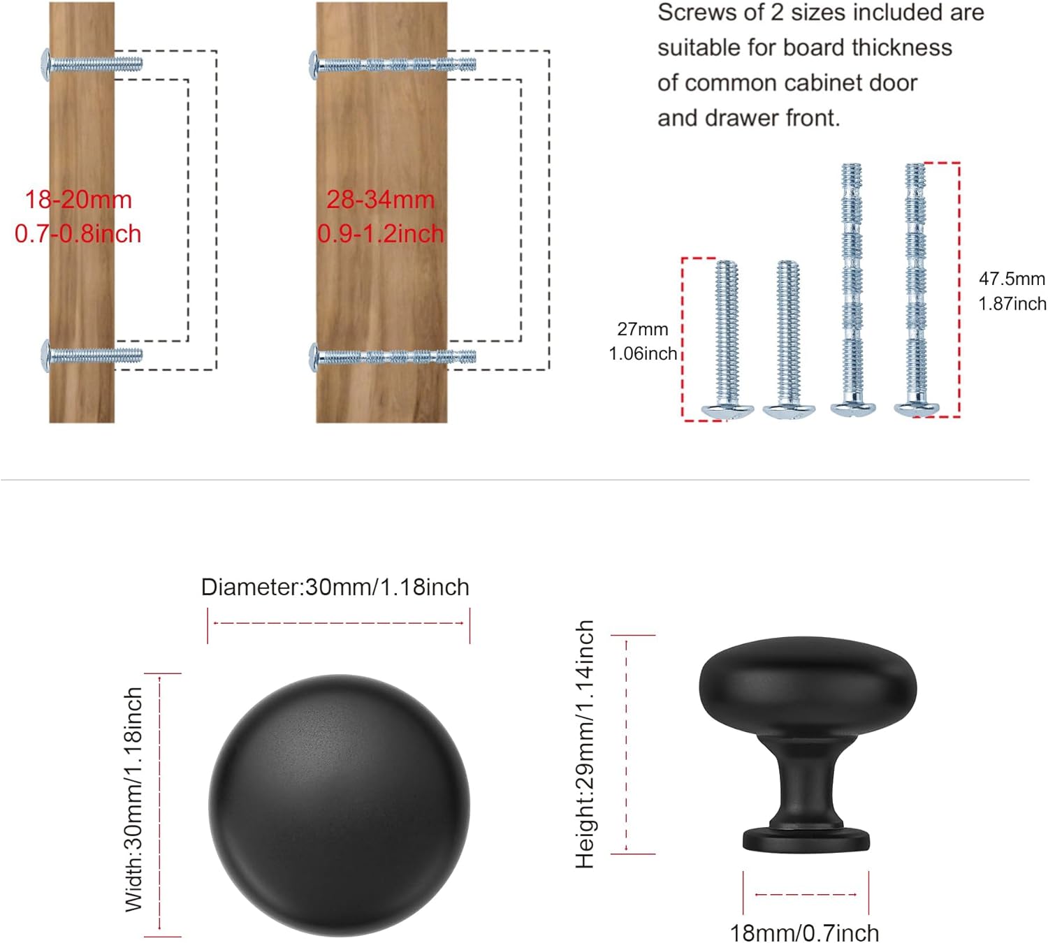 AVICCI 10 Pack Cabinet Knobs Mattle Black Modern Drawer Pulls for Kitchen Cabinet Batheroom Drawer Dresser Furniture Handware Cabinet Pulls