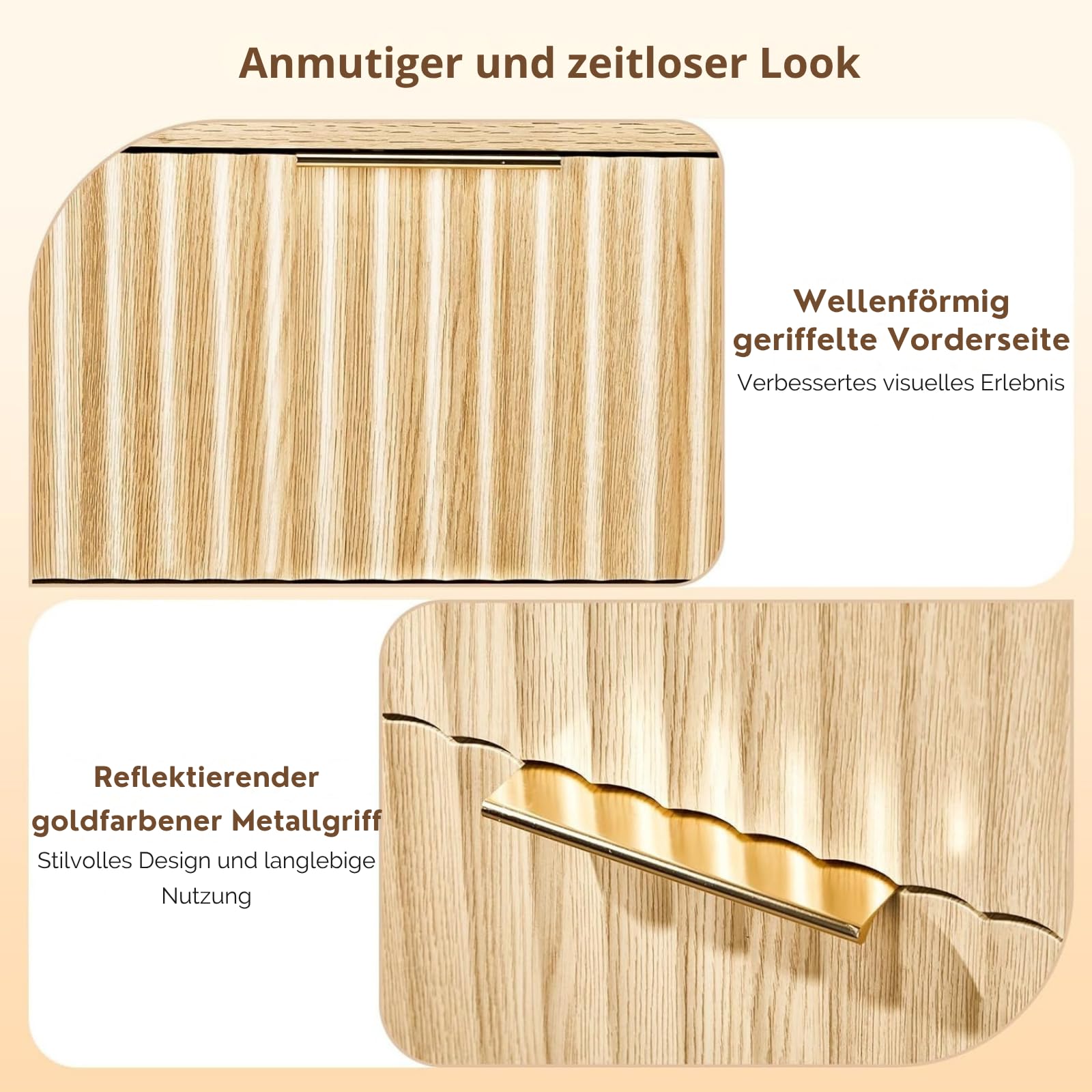 LEADZM Nachttisch 2er Set mit Ladestation, Nachttische 2 Schublade, Beistelltisch für Schlafzimmer, Europäischer Stecker, 40 x 39,5 x 60 cm