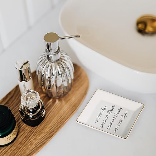 Miniatura 6 de Homlouue Plato para anillos dorados para niñas, regalos de amistad, regalos divertidos de cumpleaños para mujeres, Live Like Rose Dress Like Blanche