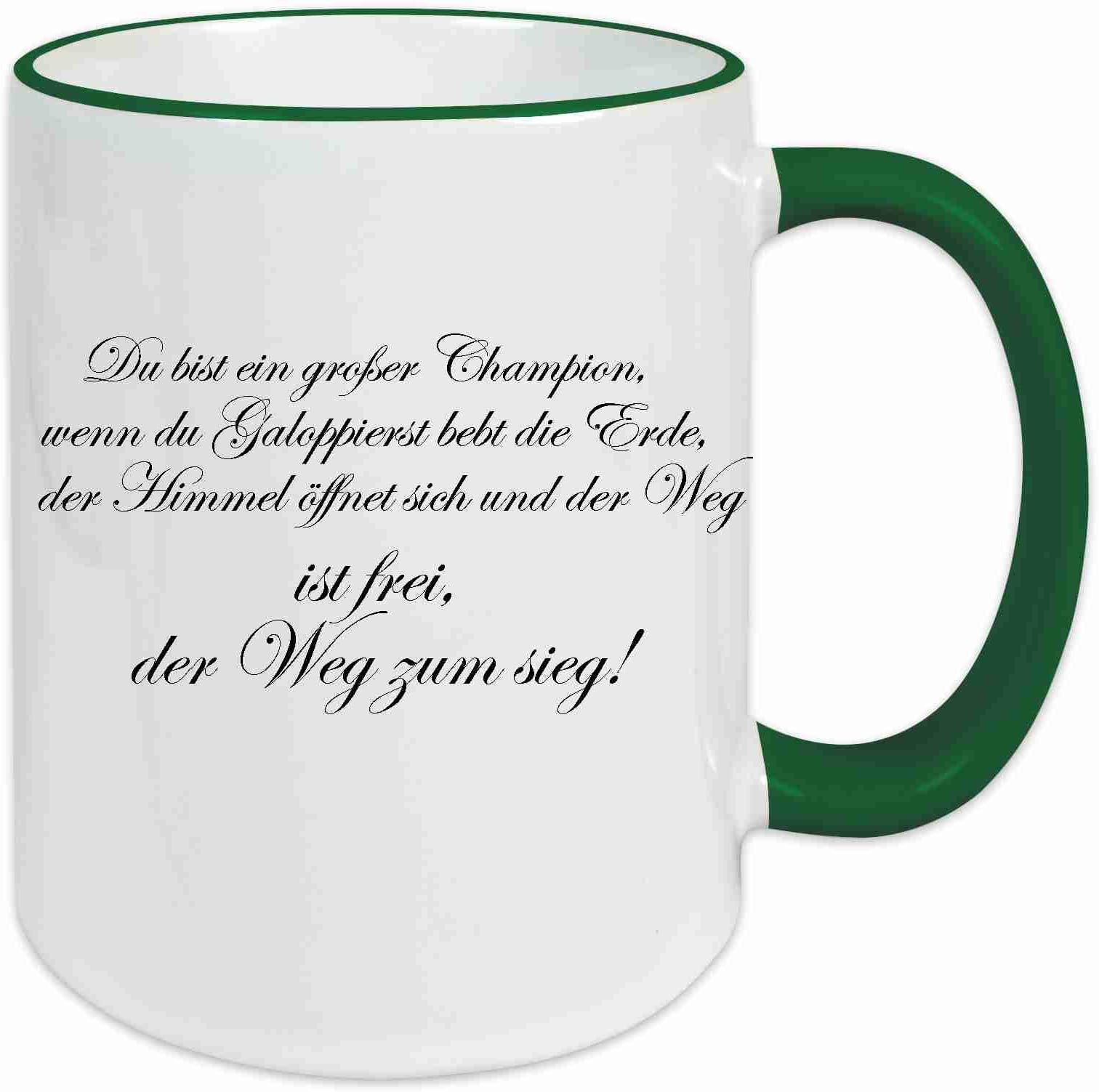 'Mug with German Language Quote "You are a Champion Quote' Ceramic Mug Cup of Tea [German Work Chef Office. Colour 15