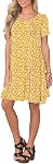 WNEEDU Women's Summer Casual T Shirt Dresses Short Sleeve Swing Dress with Pockets