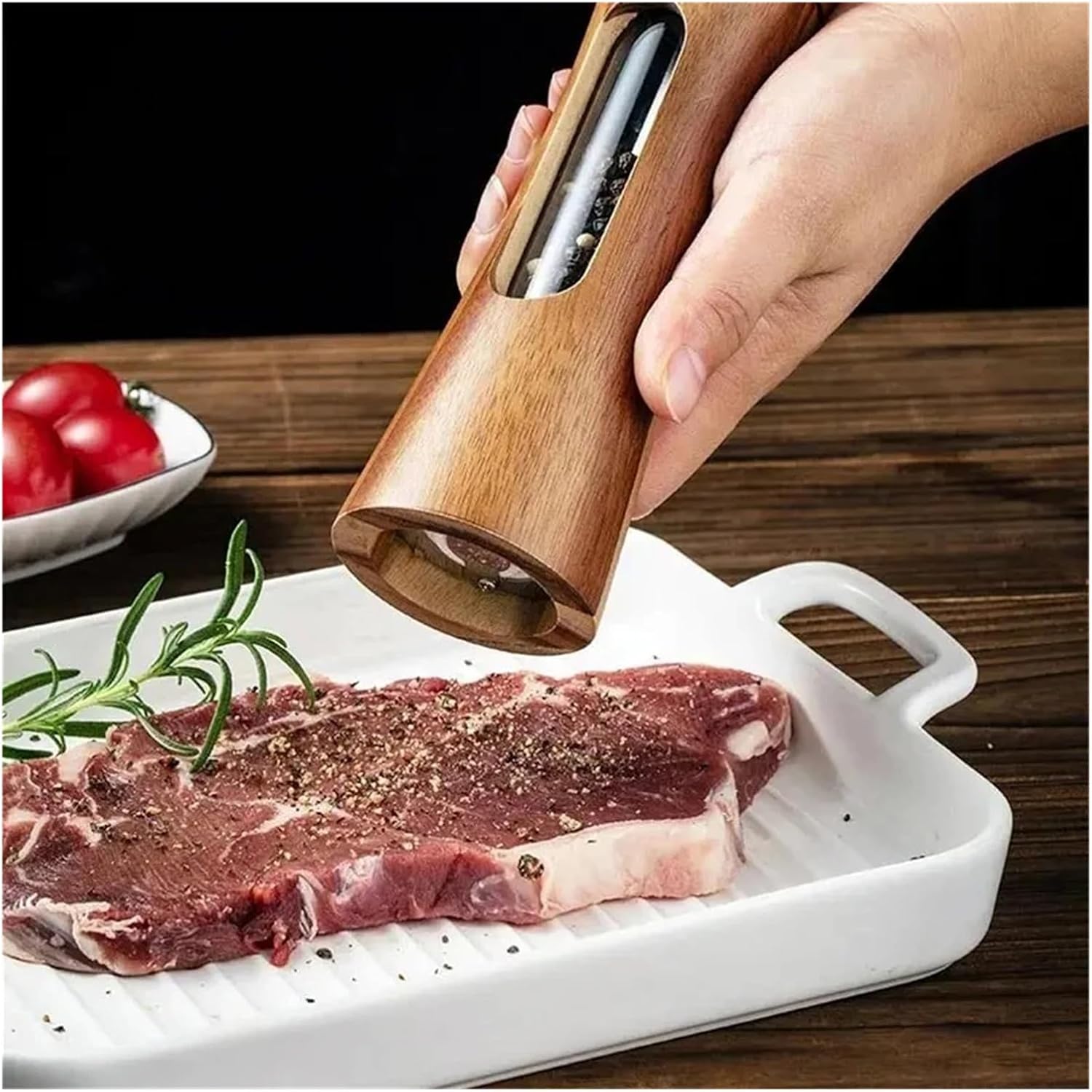 1/2PCS, Wooden Pepper Grinder Salt Pepper Grinding Adjustable Spice Salt Grinder Kitchen Cooking Tools Kitchen Stuff(Grinder-1PC)