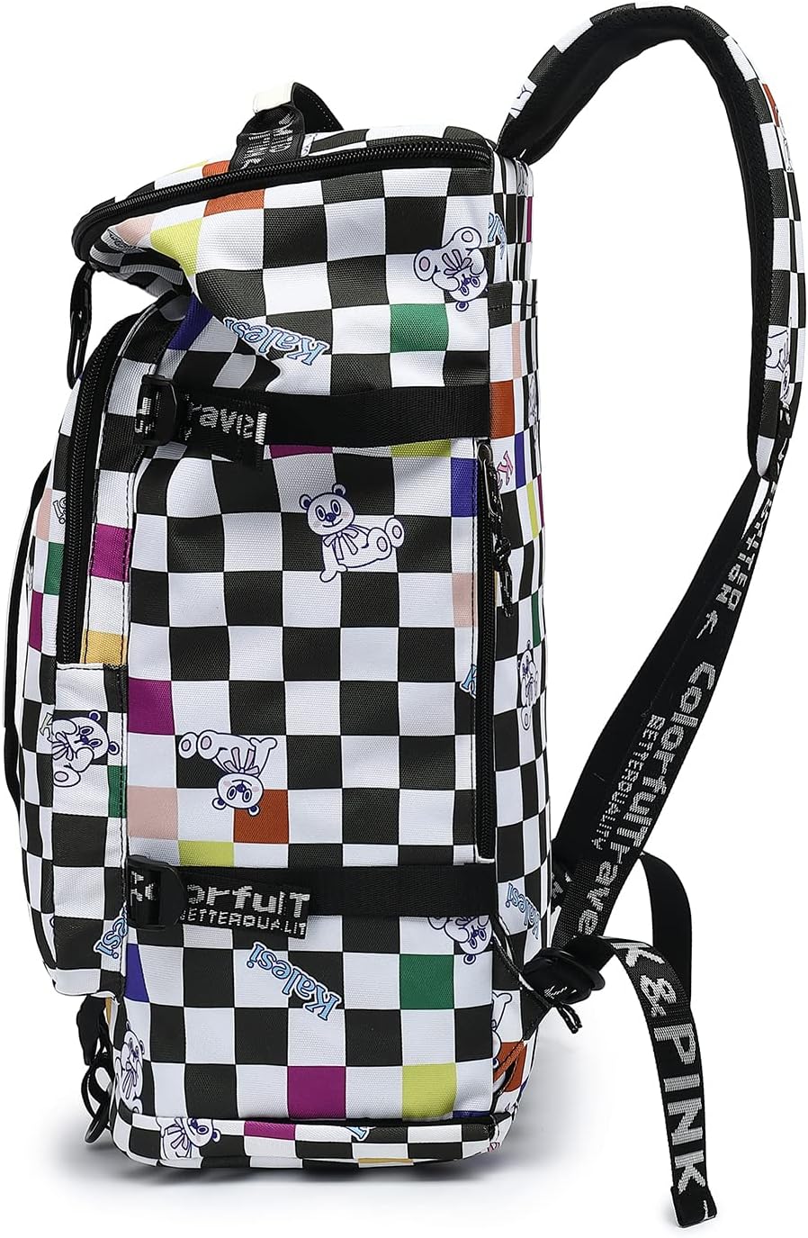 Kalesi Gym Duffle Bag Backpack 4-Way Waterproof with Shoes Compartment for travel Sport Hiking laptop (Checkerboard) - Image 8