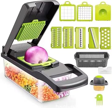 Vegetable Chopper, Heavy Duty15 In1 Multifunctional Food Choppers,Veggie Cutter with Container,Professional Onion Dicer,Salad Kitchen Vegetable Chopper,Best cortador de verduras y vegetales