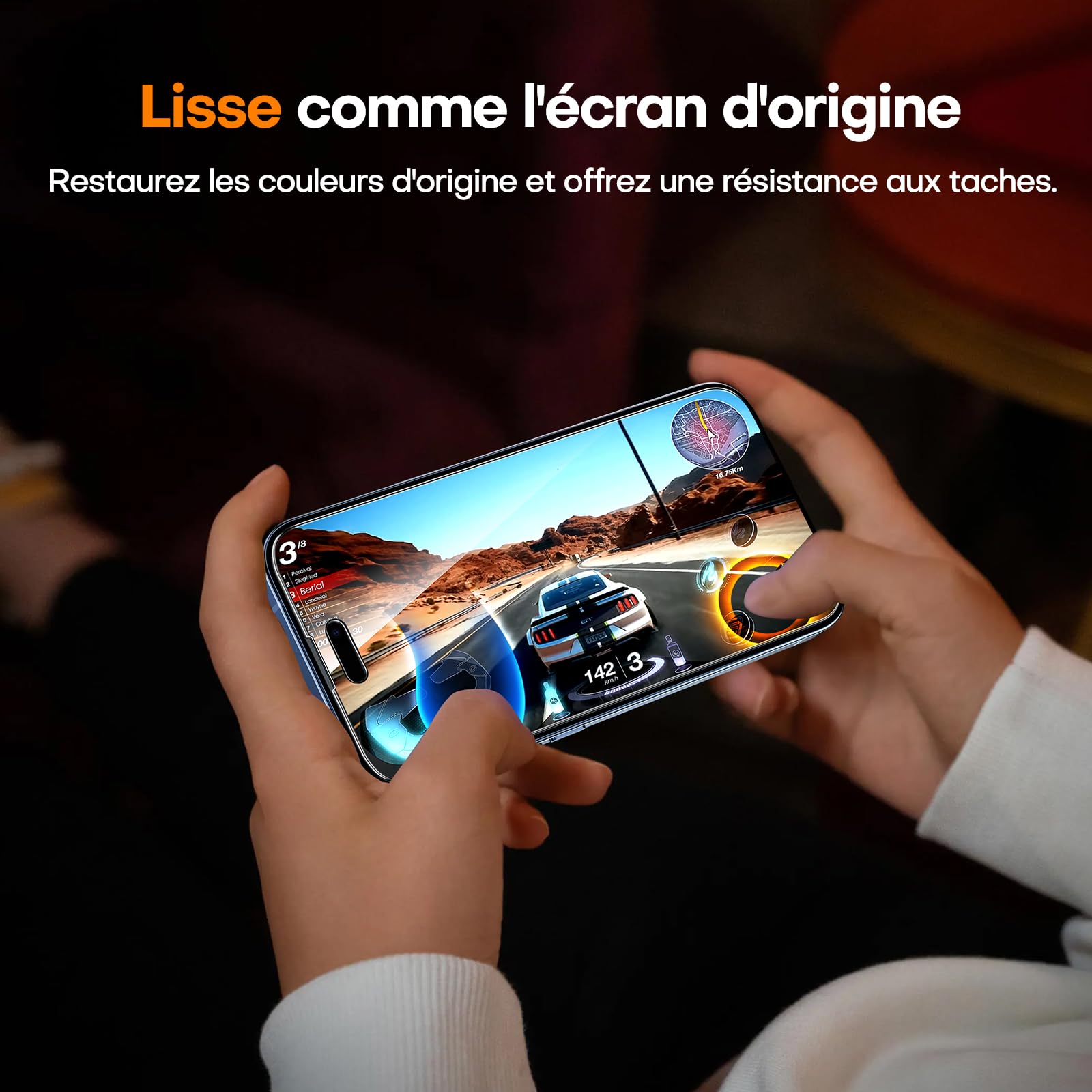 Verre Trempé Anti-espion Pour Iphone 16 Pro Dureté 9h Anti-traces