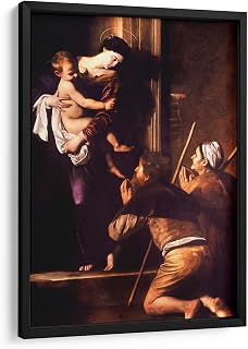 Canvas Lab | Madonna of Loreto by Caravaggio | 11 x 17 in | Fine Art Framed Print, Frame Color: Black | Classical art, Baroque, Religion and Spirituality, Christian or Catholic