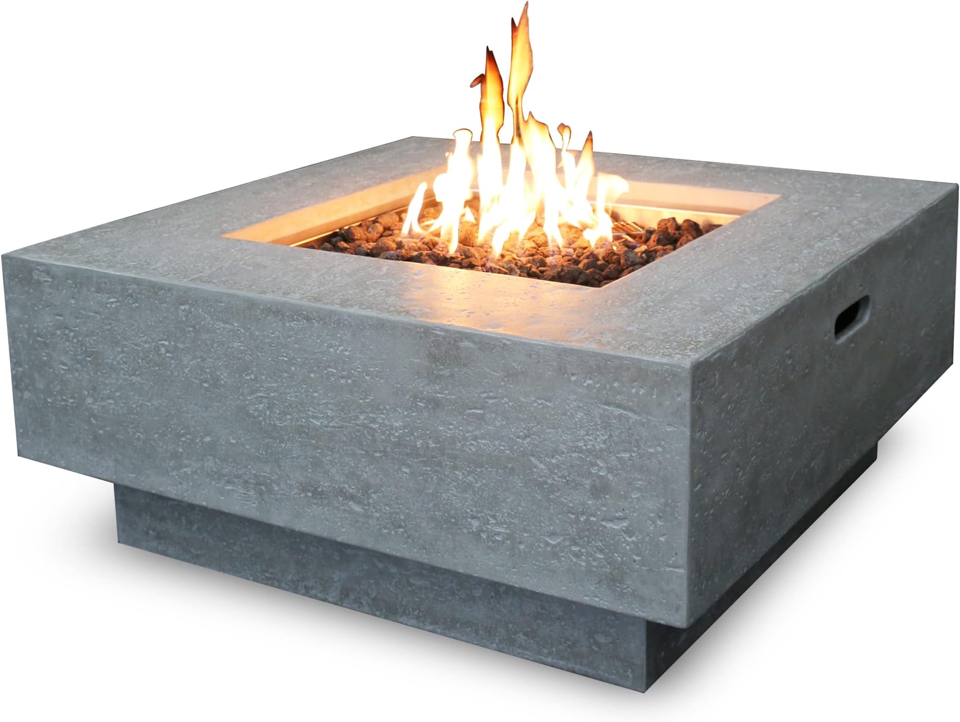 Manhattan Outdoor Gas Firepit Table 36 Inches Natural Gas Fire Pit Patio Heater Concrete High Floor Clearance Firepits Outside Electronic Ignition Backyard Fireplace Cover Lava Rock Included