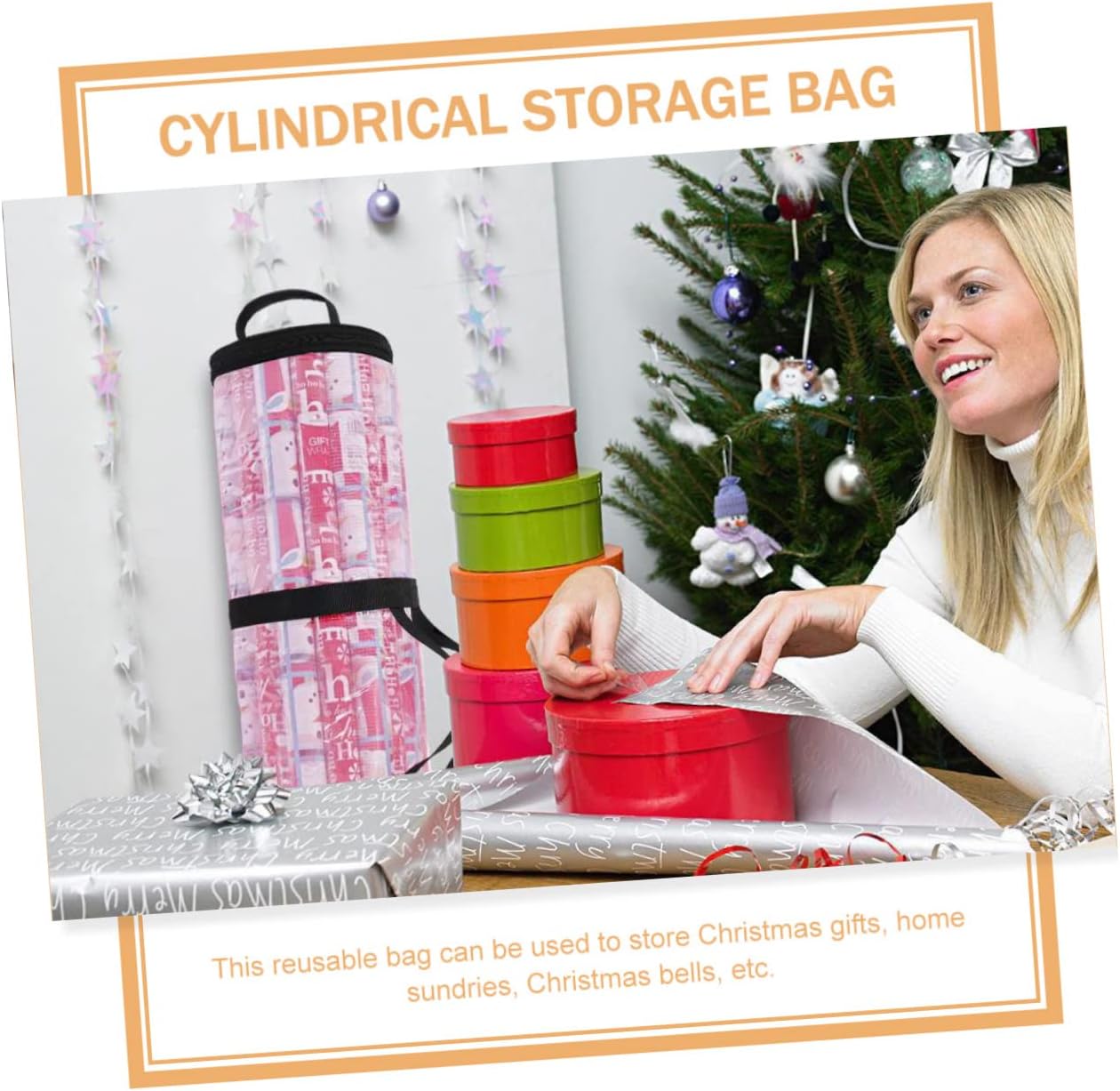 ORFOFE Large Christmas Bag Wrapping Organizer Storage Bag Reusable Plastic Zipper Closure Safe