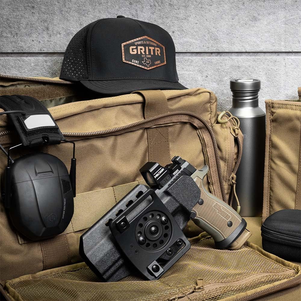 GRITR Omni IWB/OWB Kydex Modular Holster Fits Sig, Glock, Springfield, Walther, S&W, Canik & More - Ambidextrous EDC Gun Accessory w/Optic Cut, Open Bottom, Adjustable Concealment Claw & Retention