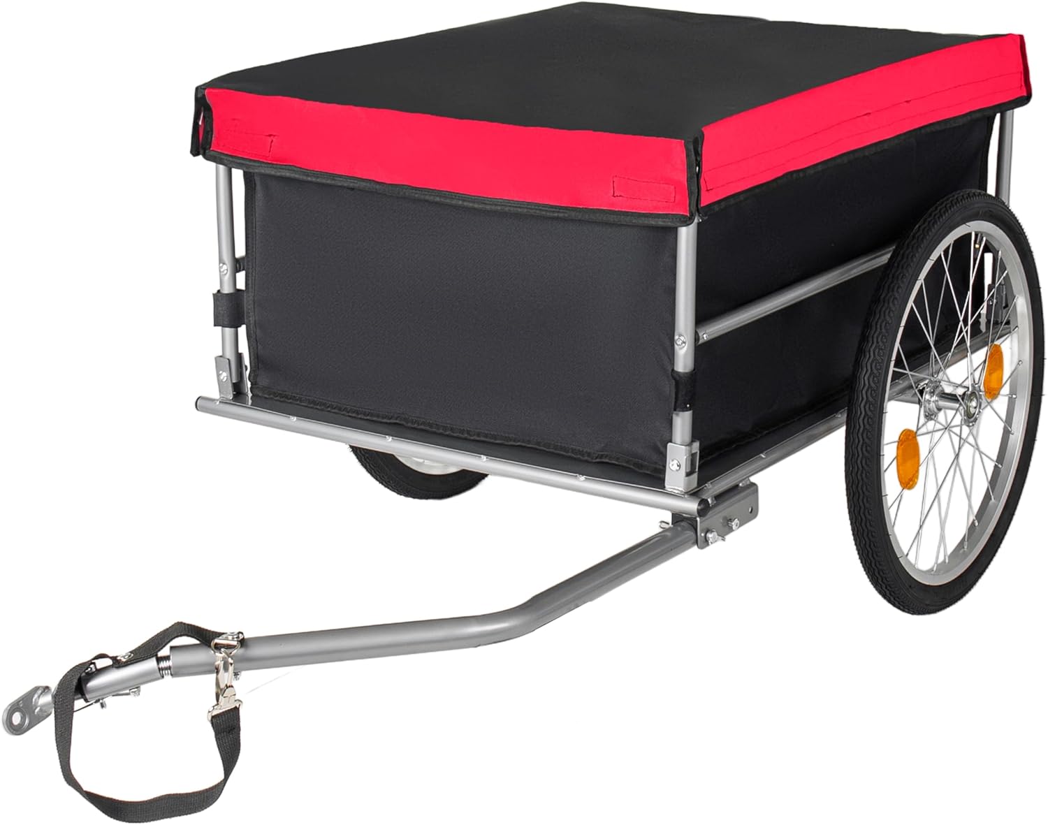 Foldable Bike Cargo Trailer with 20 in Wheels, Metal Bicycle Camper Trailer with Reflectors, Heavy Duty Utility Bike Wagon for Camping & Shopping, 120 Lbs Load Capacity,Black
