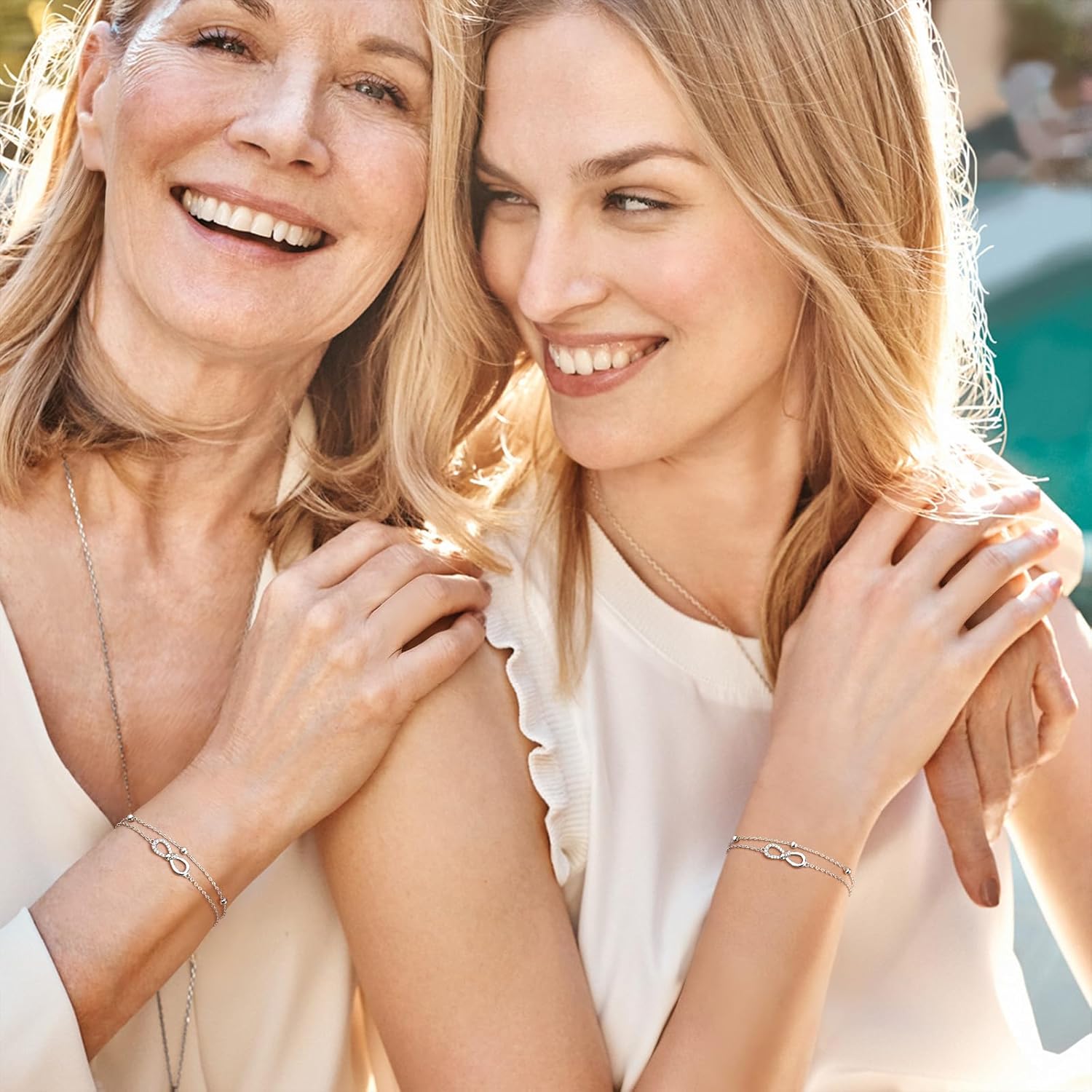 925 Sterling Silver Bracelets for Women Charm Silver Bangles Infinity Bracelet Dainty Chain Bracelet Non Tarnish Jewelry Gifts Birthday Wedding Anniversary Mothers Day Double Layered - Image 4