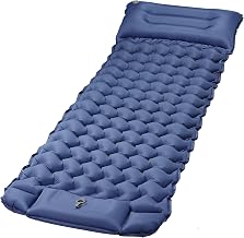 Single Self-Inflating Mattress, Ultralight Inflatable Camping Mattress with Cushion, Trekking Mattress with Integrated Foot Pump, Tent Mattress 68 x 198 cm, Blue