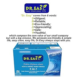 DR.EASY Dryer Sheets Plant Based Formula 252 Ct BLUE OCEAN,Softener sheets for Laundry Unscented No Dyes Reduce Static & Wrinkles Help Repel Pet Hair