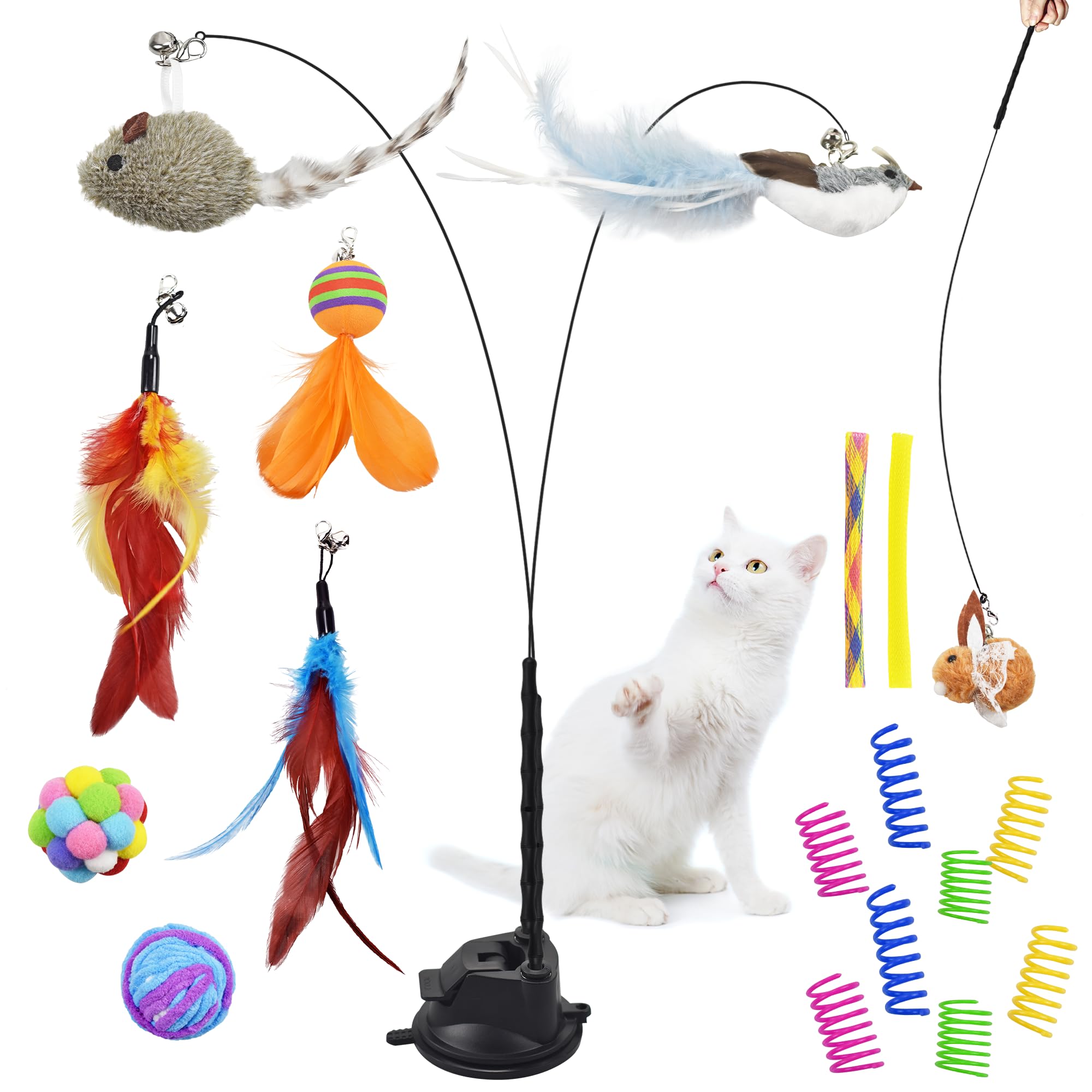 atopo 22 piezas de juguete para gatos con plumas para gatos – hierba gatera – juguete para gatos – Juguete para gatos con ratón