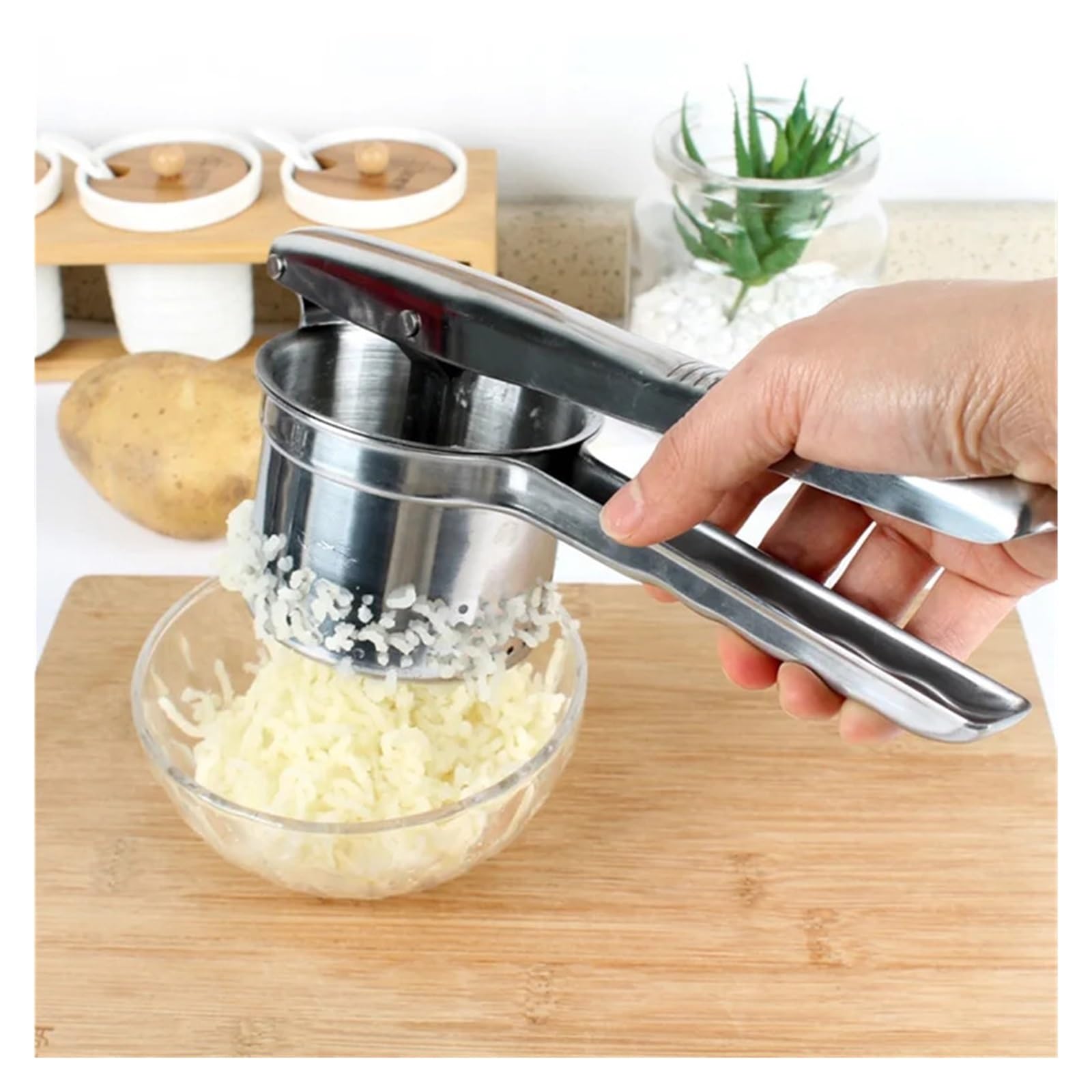 1 Stück Kartoffelpresse, Edelstahl for Kartoffelpüree, Kartoffelstampfer, Küchenhelfer