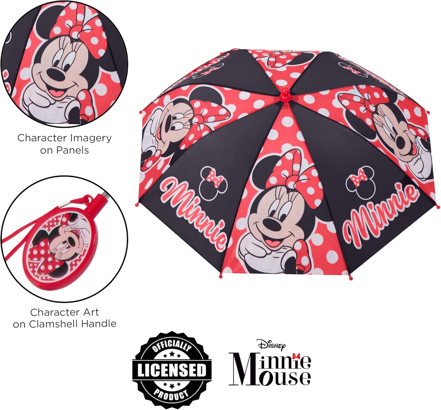 Disney Kids Umbrella and Slicker, Minnie Mouse Toddler and Little Girl Rain Wear Set, for Ages 2-7 - Image 3