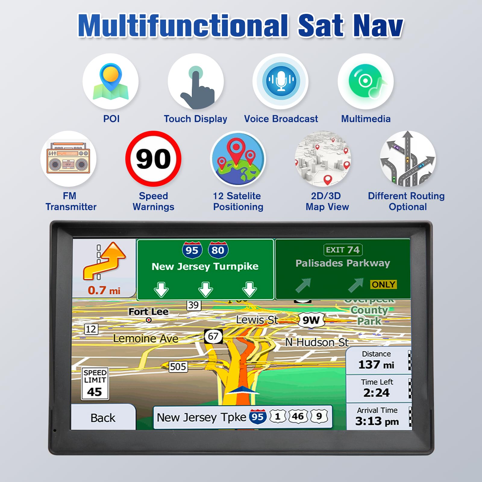 Navigatore satellitare da 9 pollici, sistema di navigazione GPS per camion, con mappe del Regno Unito e dell'Europa, aggiornamenti gratuiti a vita, supporto ricerca codice postale e guida vocale