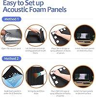 Vista 7 de Paquete de 80 paneles de espuma acústica, paneles de espuma a prueba de sonido de 1 x 12 x 12 pulgadas, paneles de absorción de sonido de alta