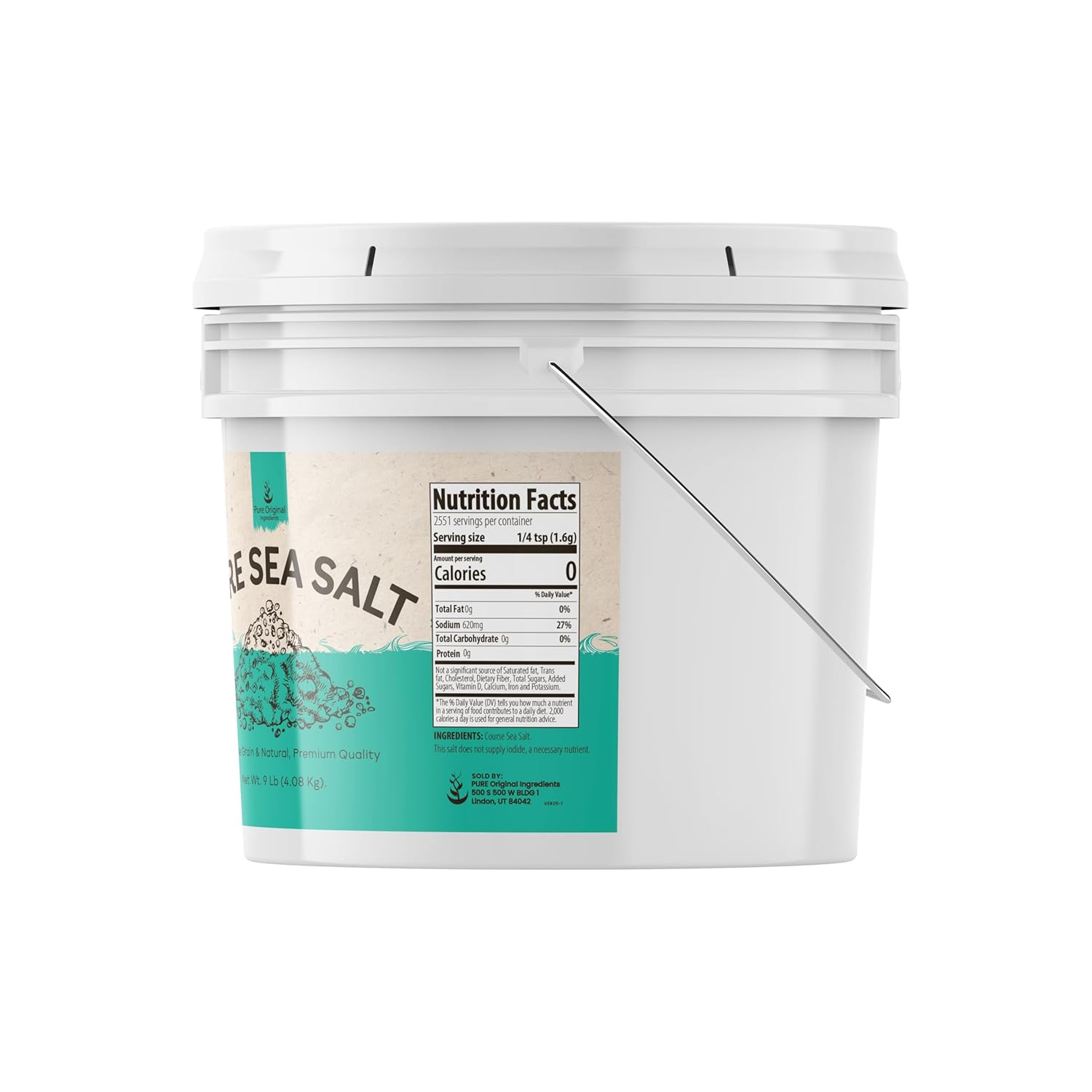 Pure Original Ingredients Sea Salt (1 Gallon) Coarse Grain, Sourced From Spain, Cooking, Bath Additive