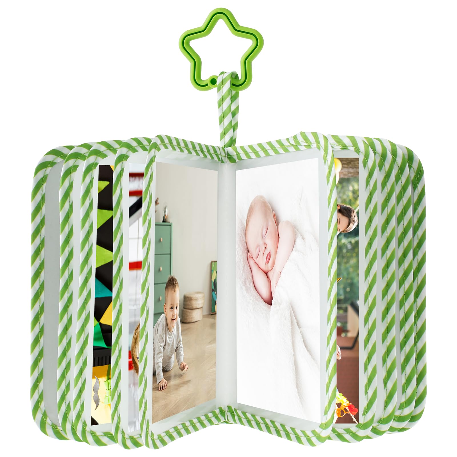 Baby Photo,Panda Pattern Baby Cloth Album,Holds 4X6in Pictures Lovely Photo Cloth Book My First Photo Book First Year Soft Memory Album With Pentastar Shape Teether for Shower Party Favors