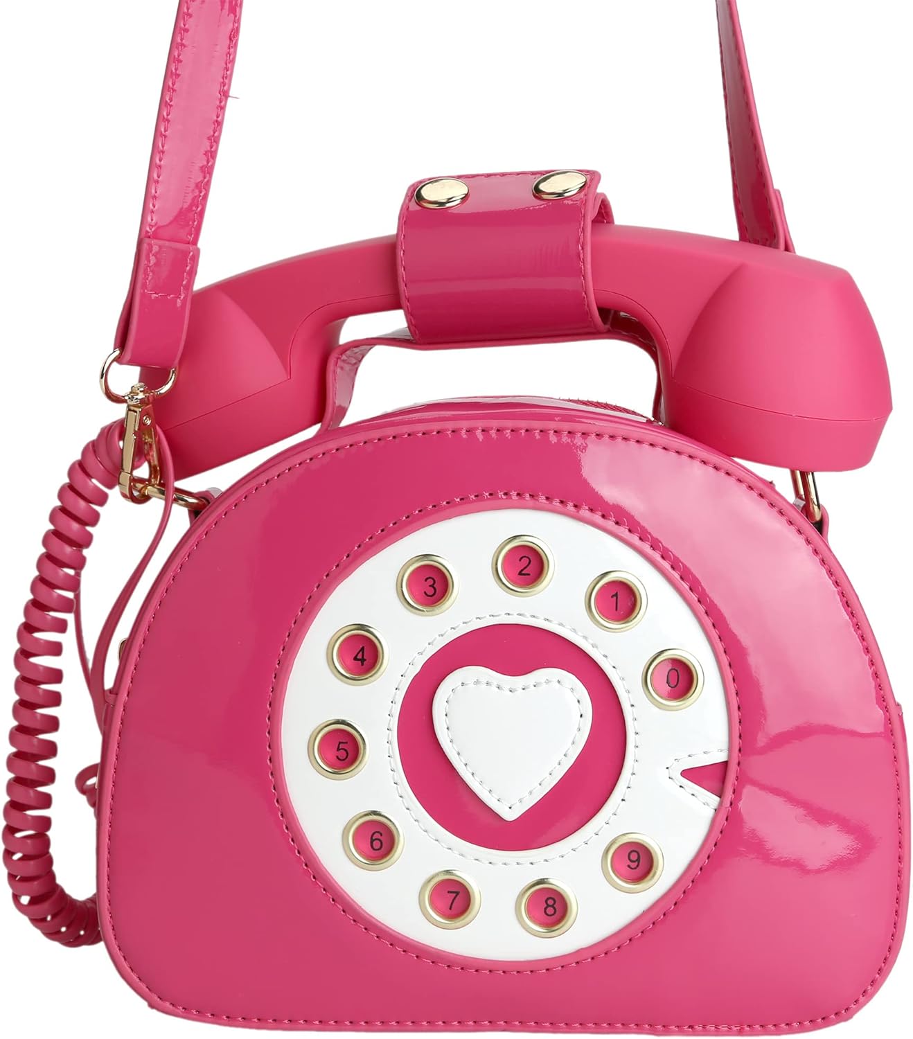 QiMing Retro dial telephone Crossbody Shoulder Bag,Pu Movable microphone Purse for Women - Image 5