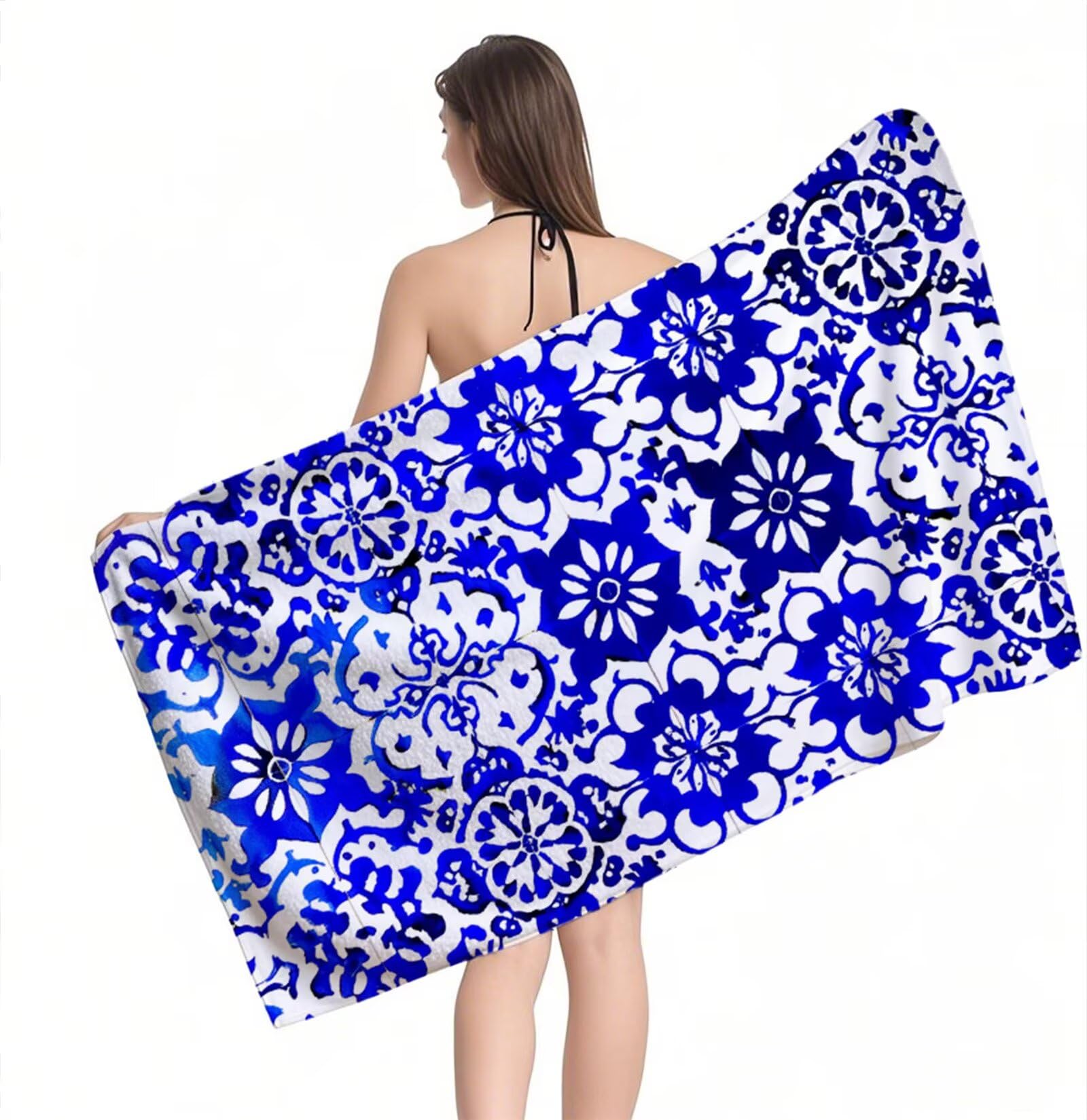 Strandtuch Blaues Mandala Mikrofaser Handtuch Groß 220 x 100 cm,Saunahandtuch Schnell Trocknendes,Sandfreie Stranddecke,Saugfähiges Badetuch,Platzsparende Reisehandtuch,Strandurlaub Must Haves Y1-41