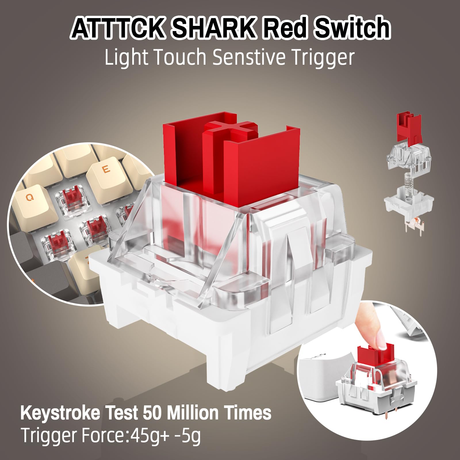 Attack Shark K98 Tastiera da Gioco Meccanica Twilight Sostituibile a Caldo con 100 tasti, BT5.0/2.4G/USB C a Spirale, Batteria da 3000 mAh, Illuminazione RGB Programmabile,Interruttore Rosso