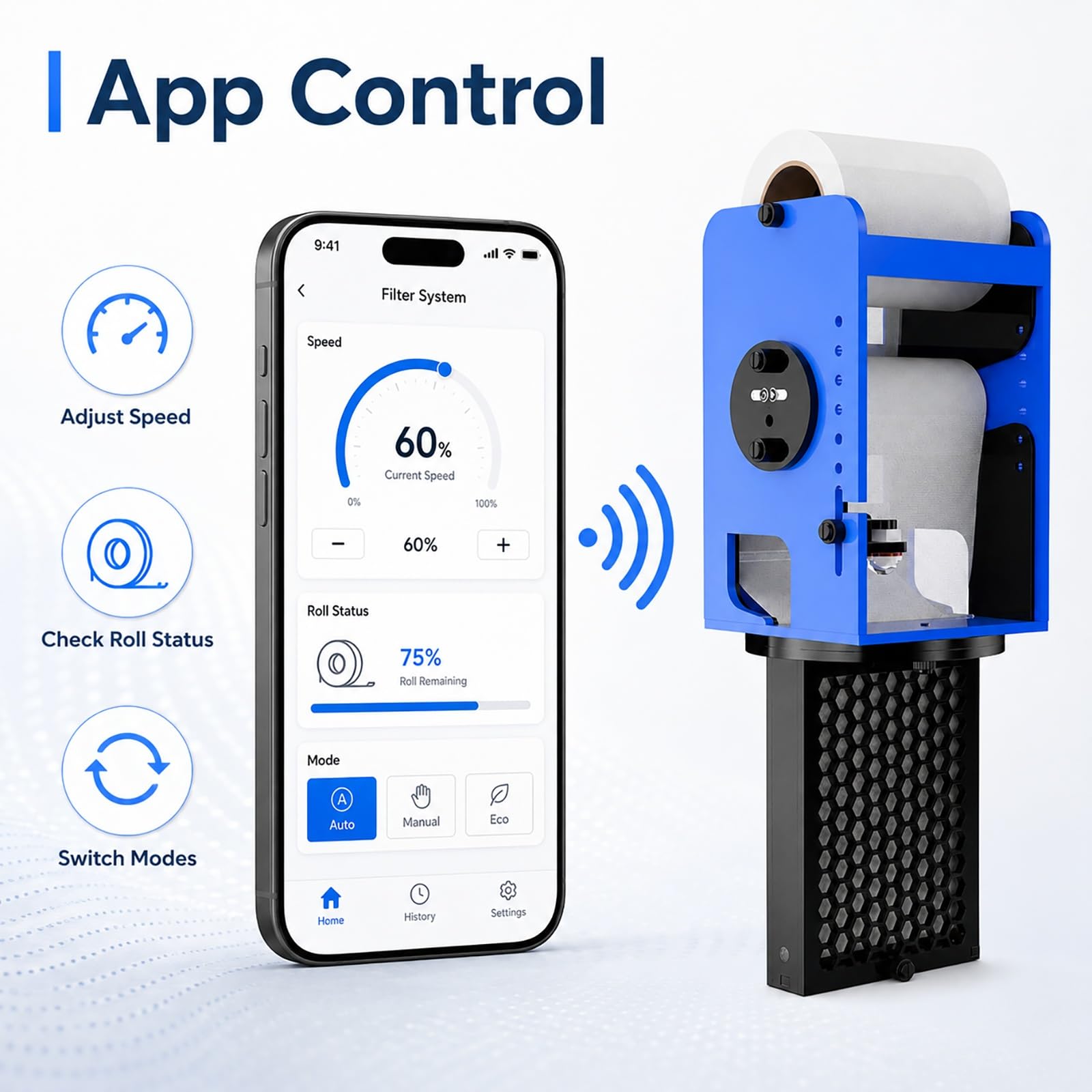 Genérico Filtro de Tambor Automático, Filtración Inteligente con Rollo de Vellón for Acuario, Sensor de Nivel de Líquido y Velocidad Ajustable for Tanque Marino